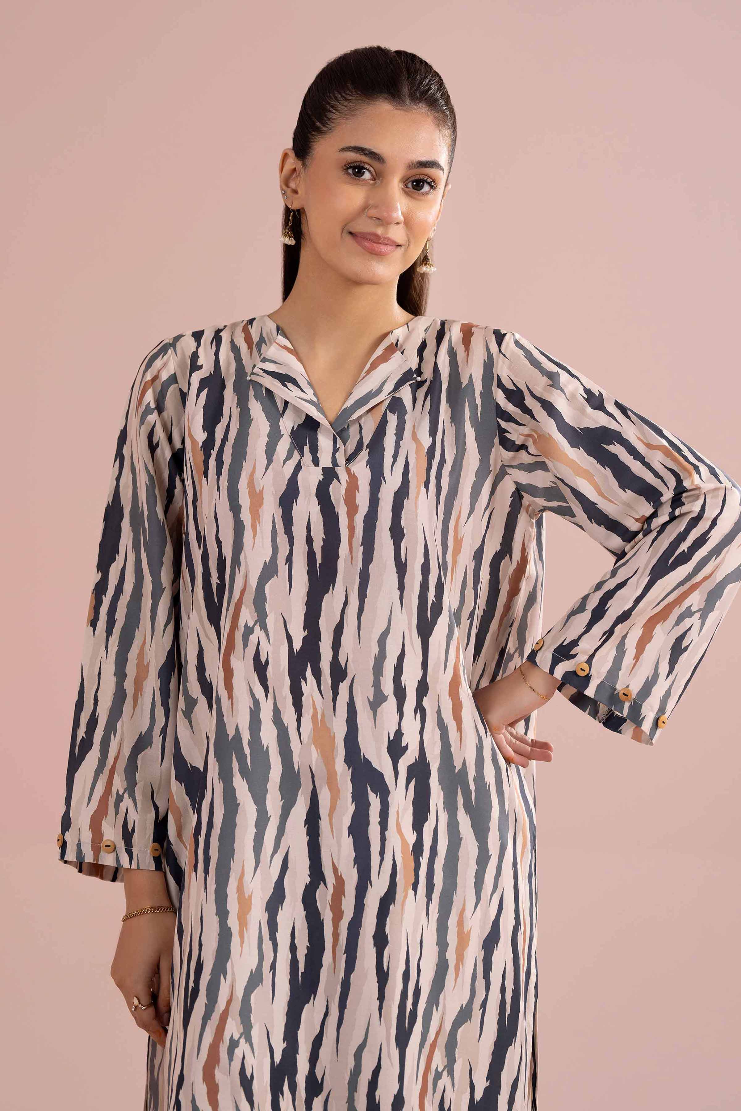 NishatUK - Off White Printed Lawn ready to wear Dress