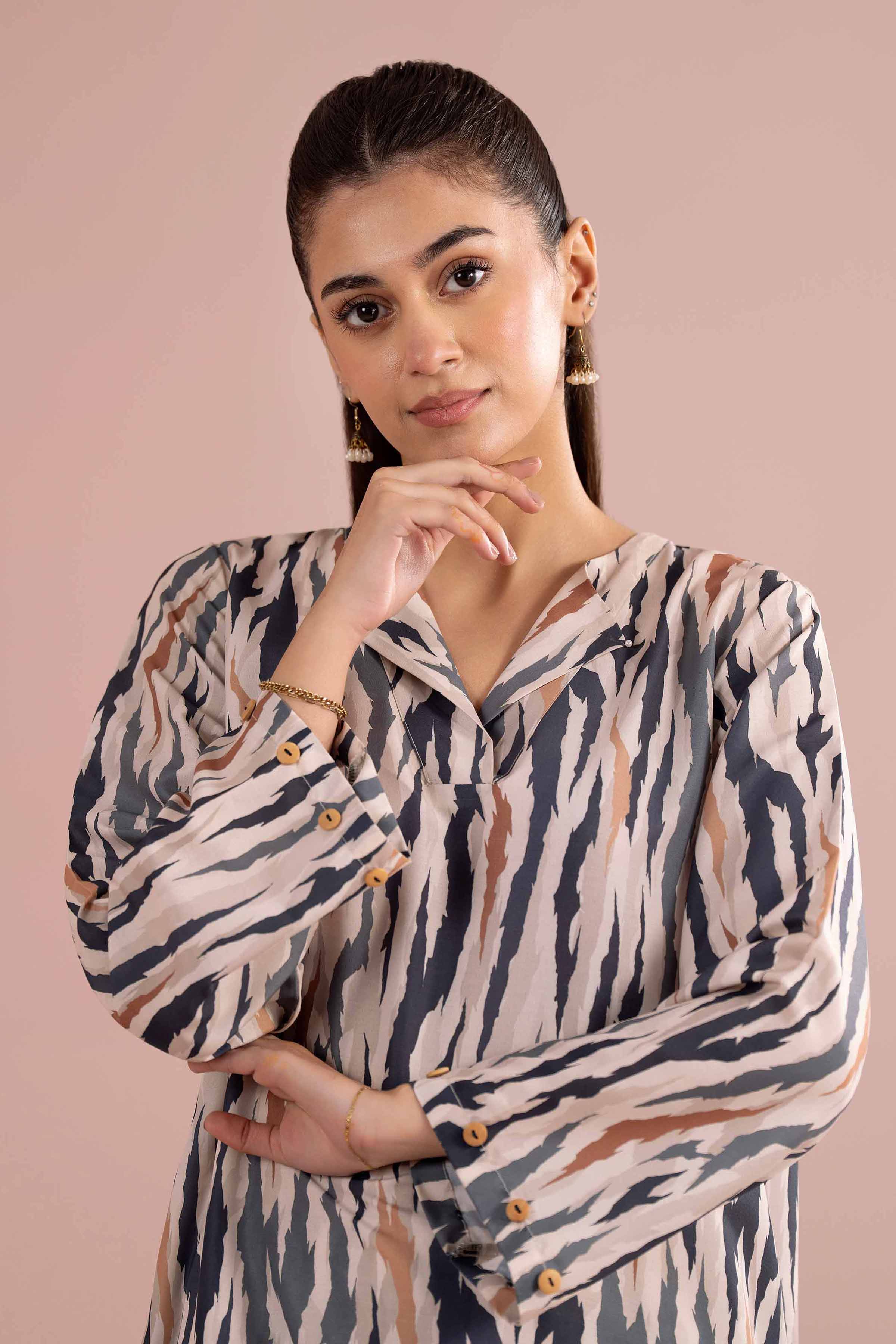 NishatUK - Off White Printed Lawn ready to wear Dress