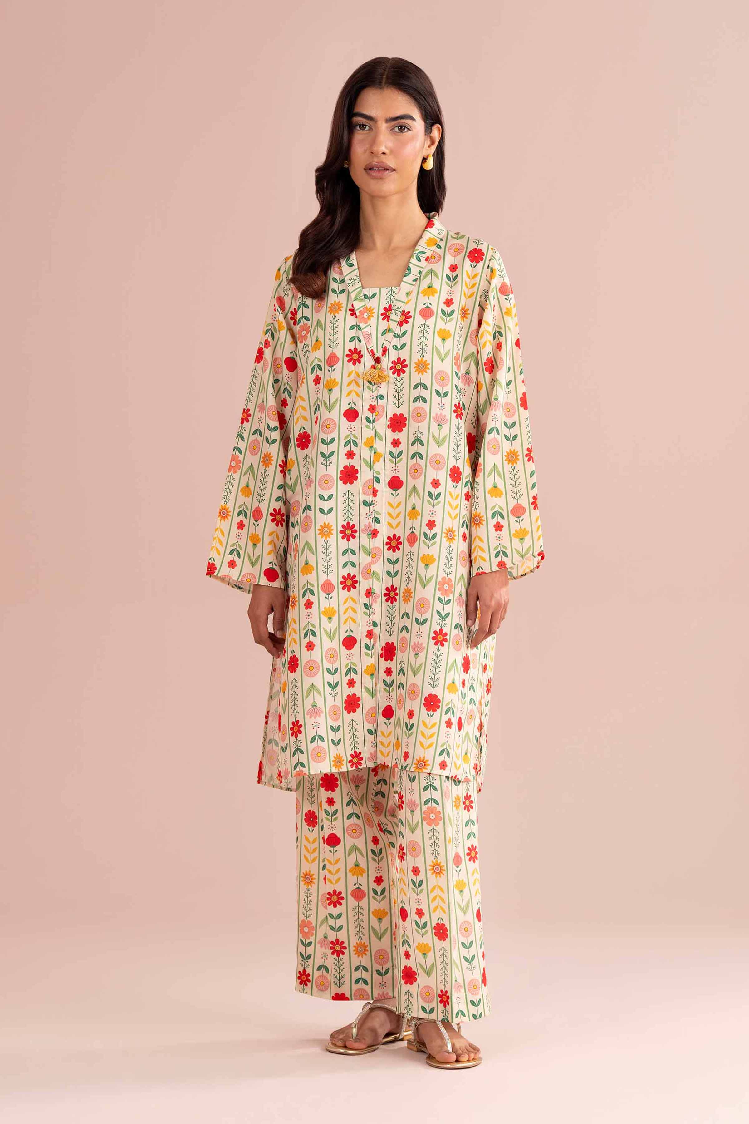 NishatUK - Off White Printed Lawn 2-piece ready to wear Dress