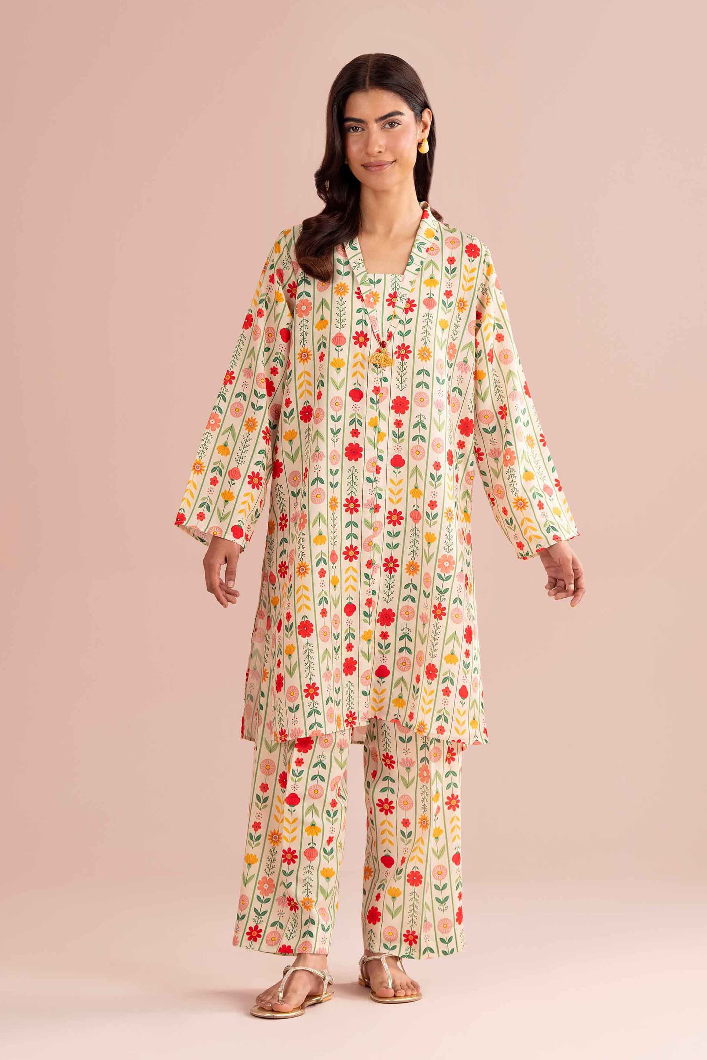 NishatUK - Off White Printed Lawn 2-piece ready to wear Dress