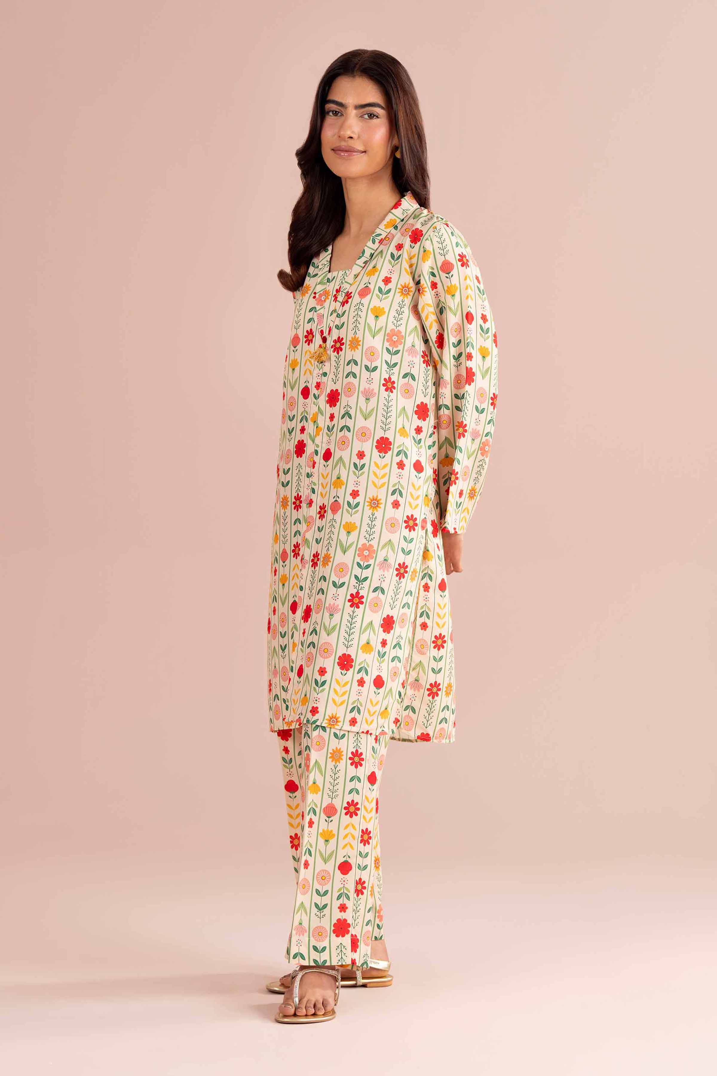 NishatUK - Off White Printed Lawn 2-piece ready to wear Dress