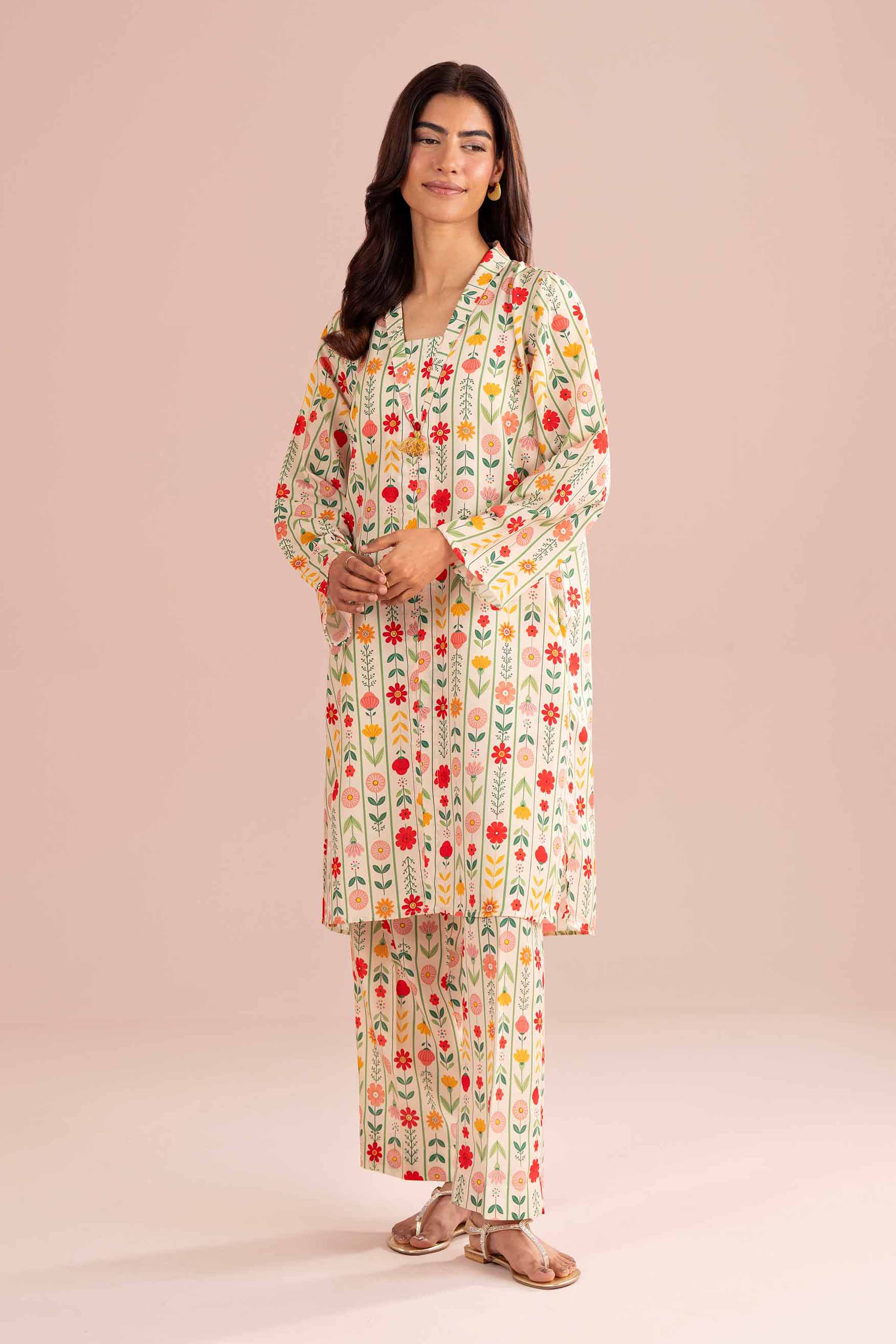 NishatUK - Off White Printed Lawn 2-piece ready to wear Dress