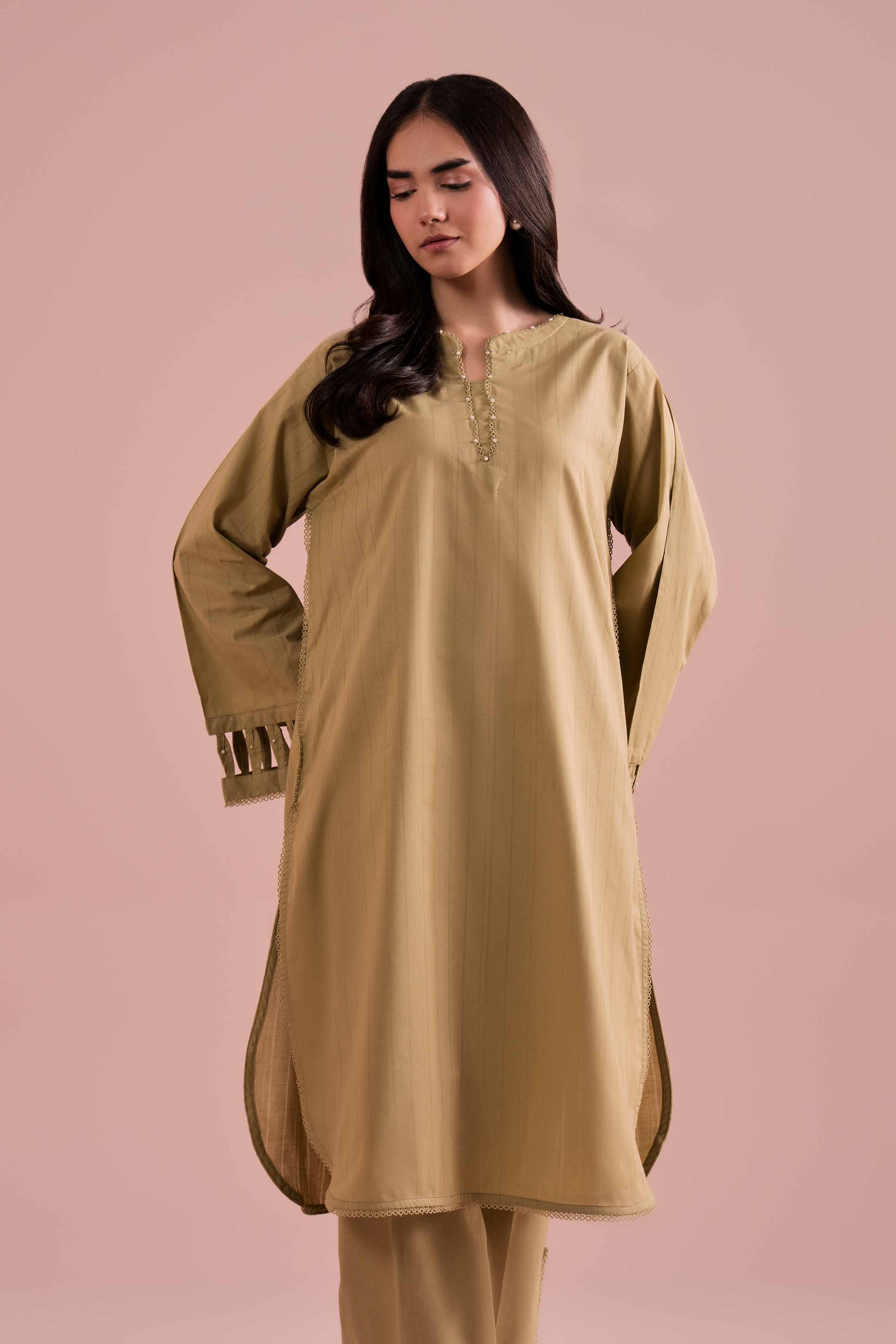 NishatUK - Green Solids Dobby 2-piece ready to wear Dress