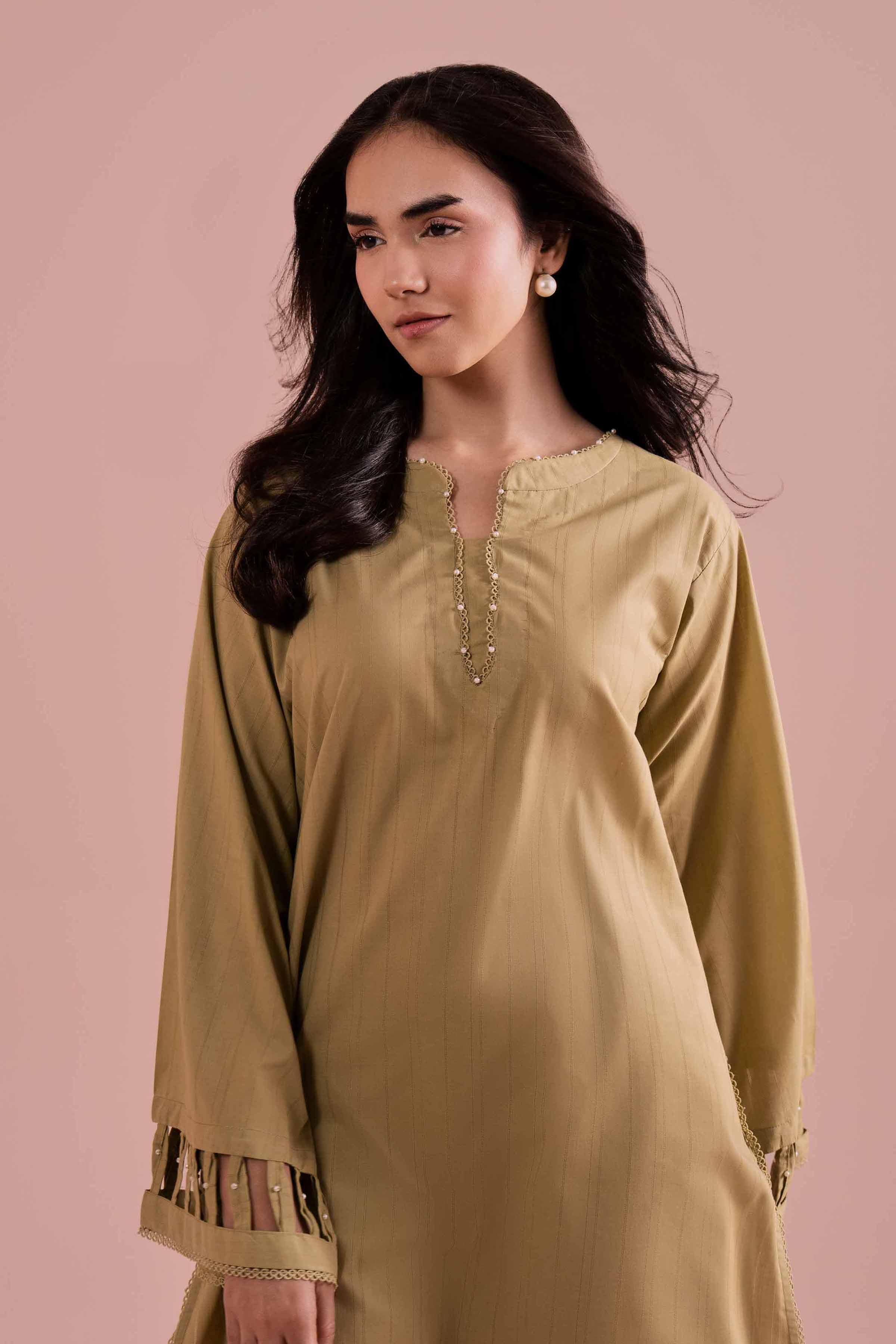 NishatUK - Green Solids Dobby 2-piece ready to wear Dress