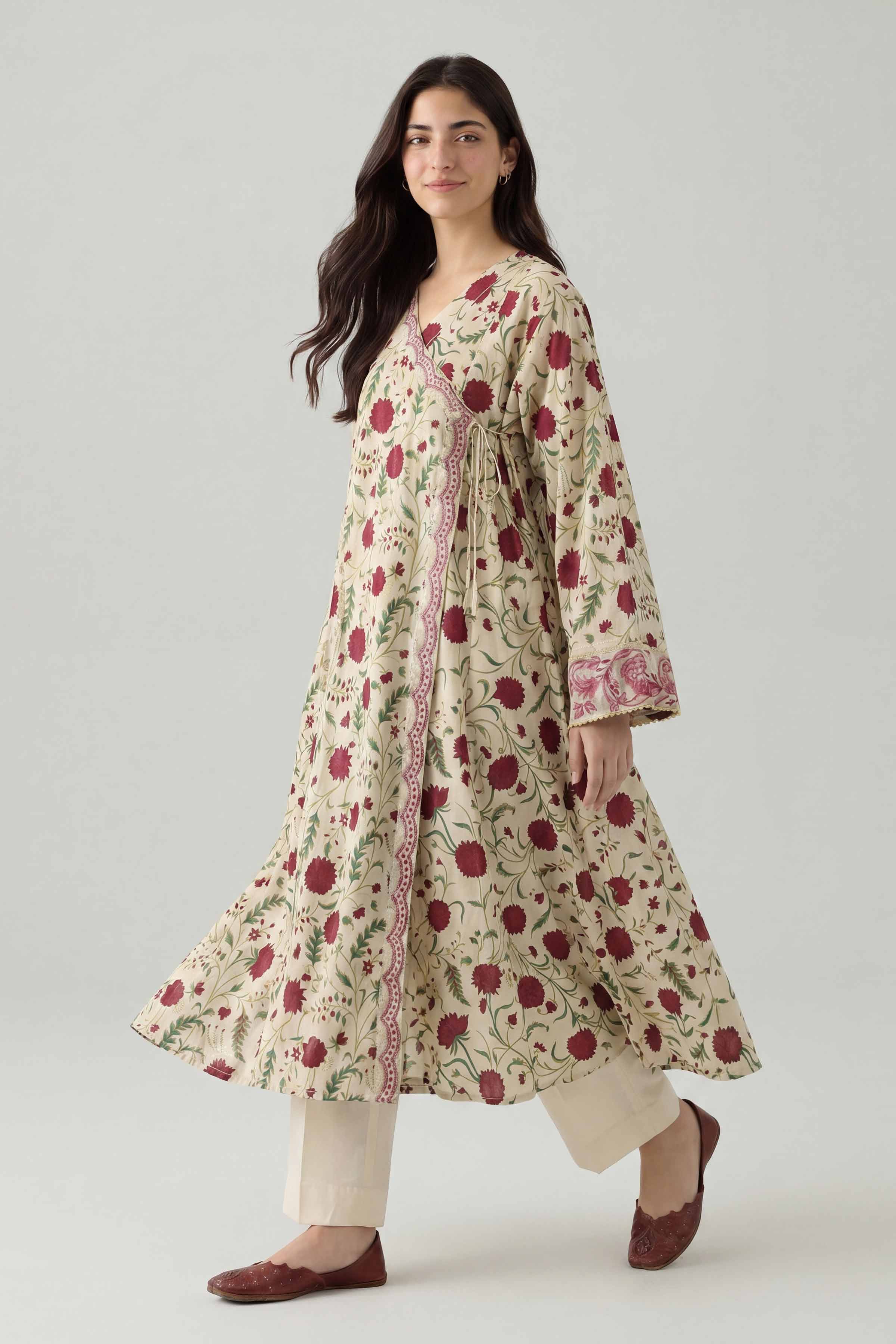 Nishat UK - Off White Embroidered Lawn 1 Piece ready to wear Shirt