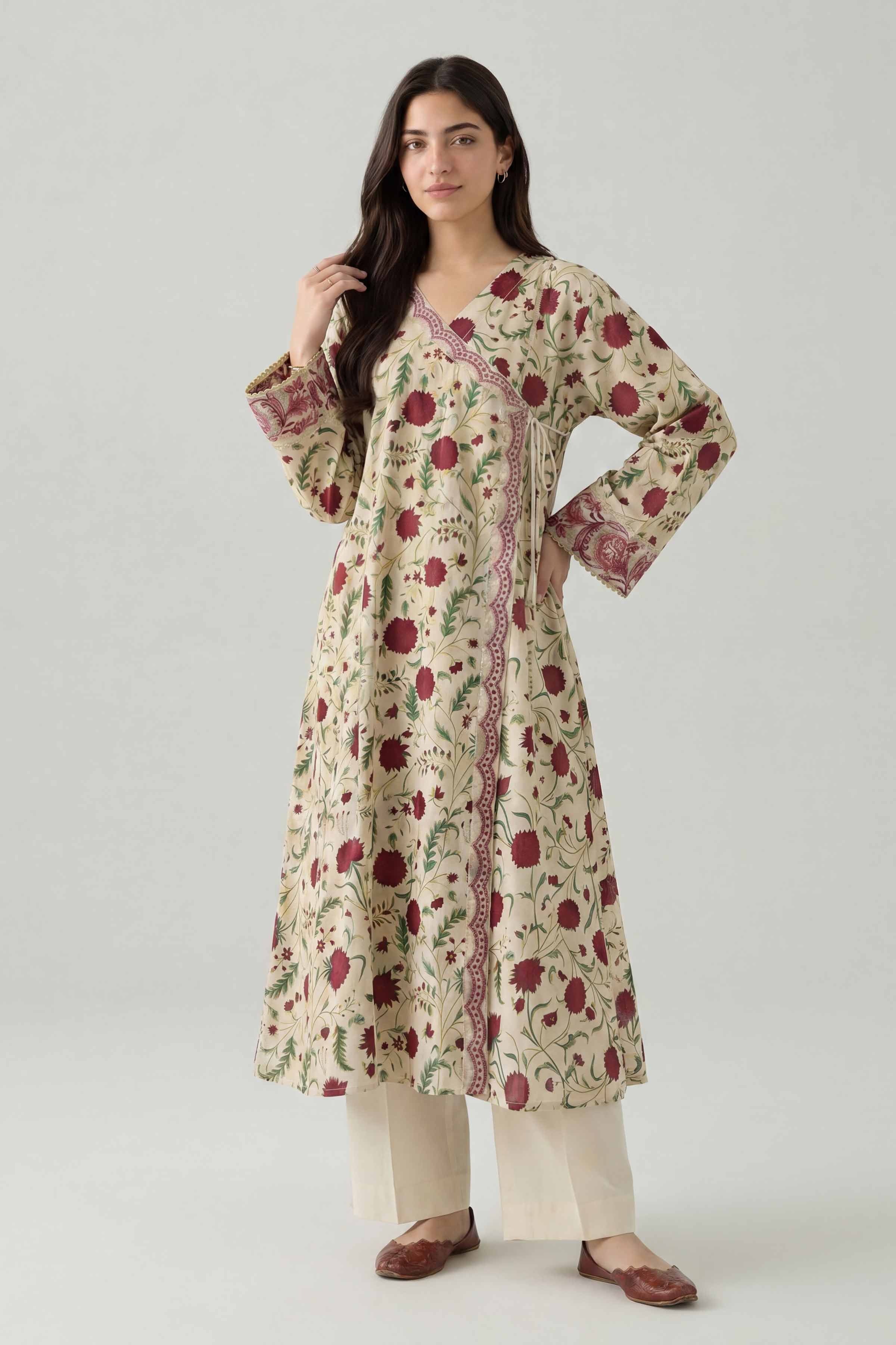 Nishat UK - Off White Embroidered Lawn 1 Piece ready to wear Shirt