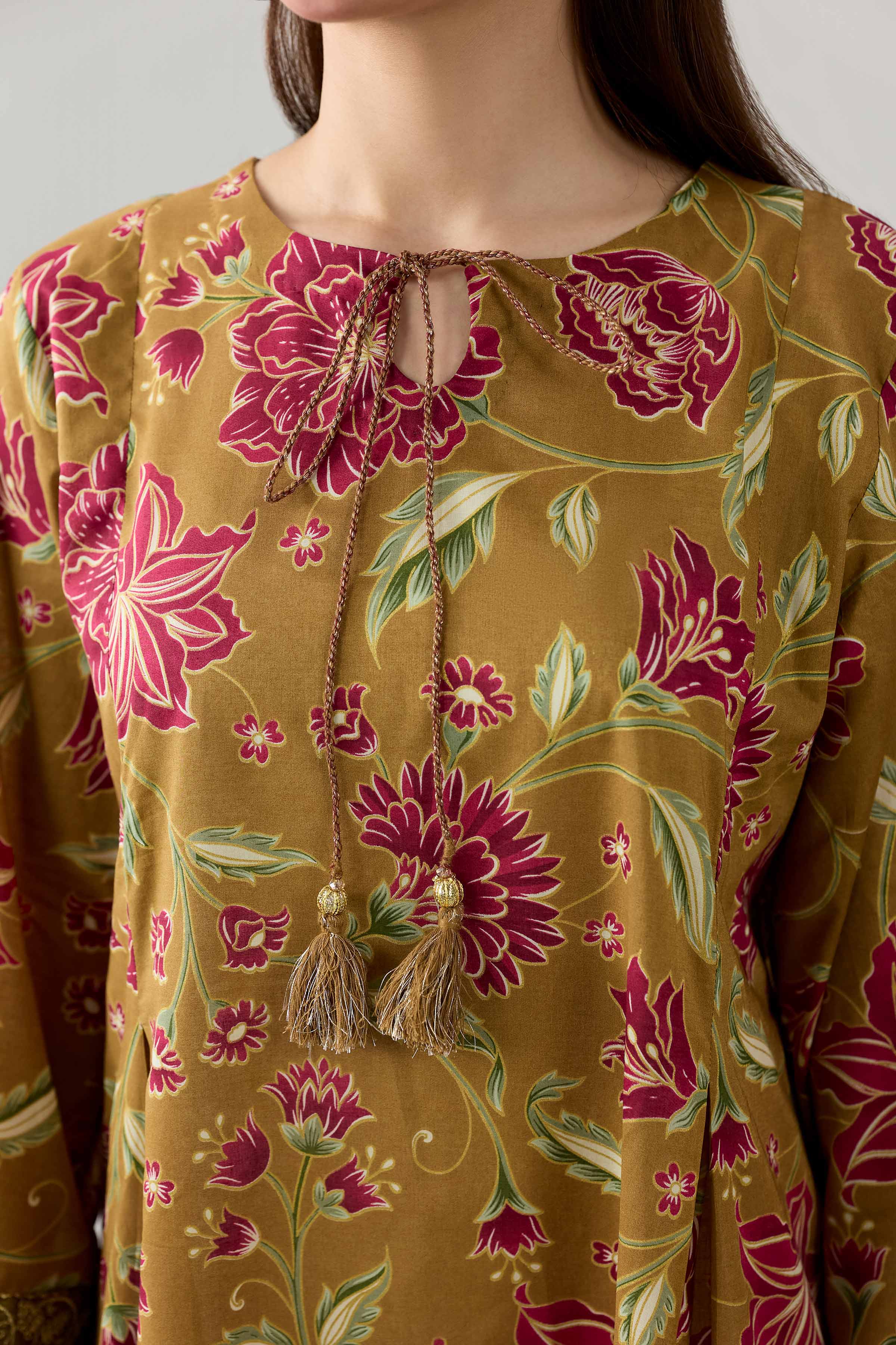 Nishat UK - Brown Embroidered Lawn 1 Piece ready to wear Shirt