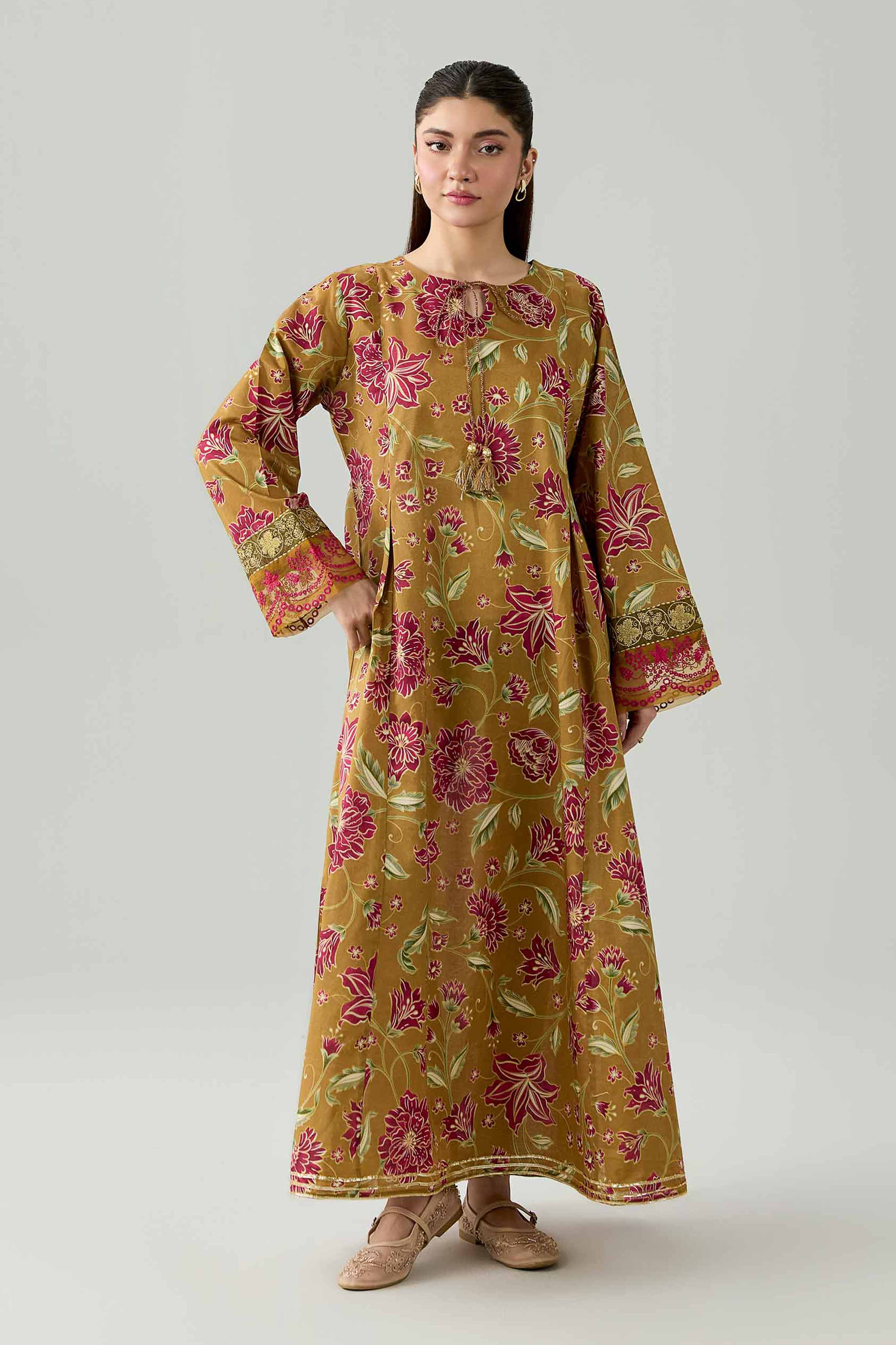Nishat UK - Brown Embroidered Lawn 1 Piece ready to wear Shirt