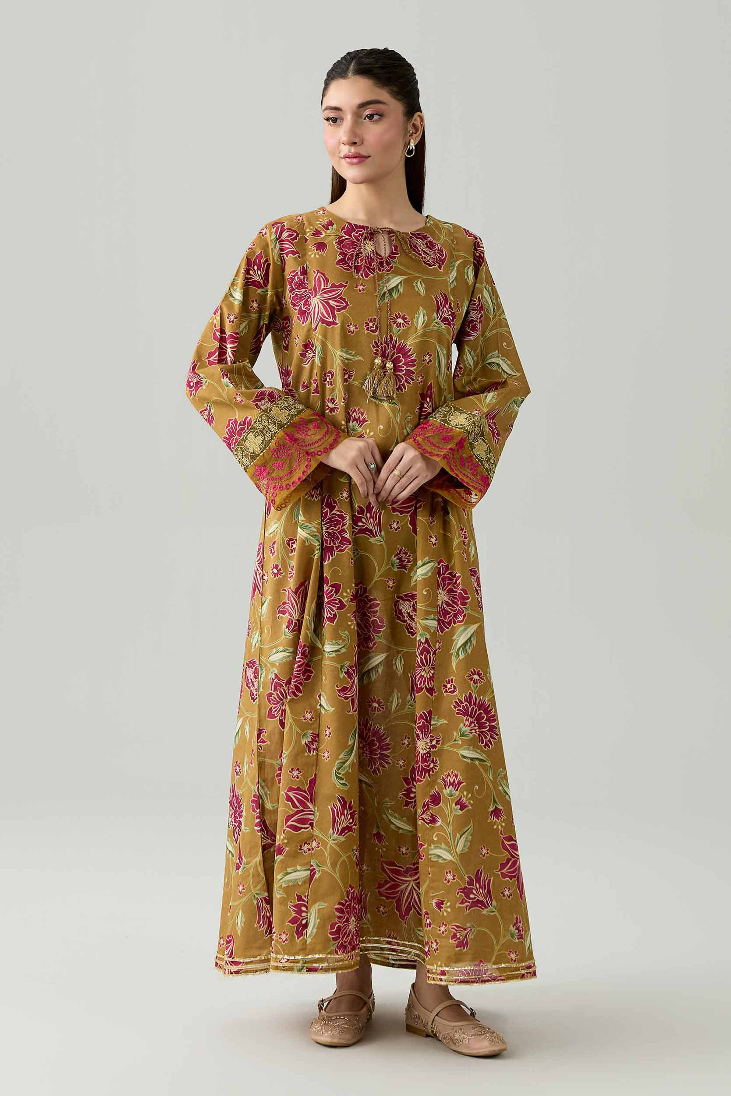 Nishat UK - Brown Embroidered Lawn 1 Piece ready to wear Shirt