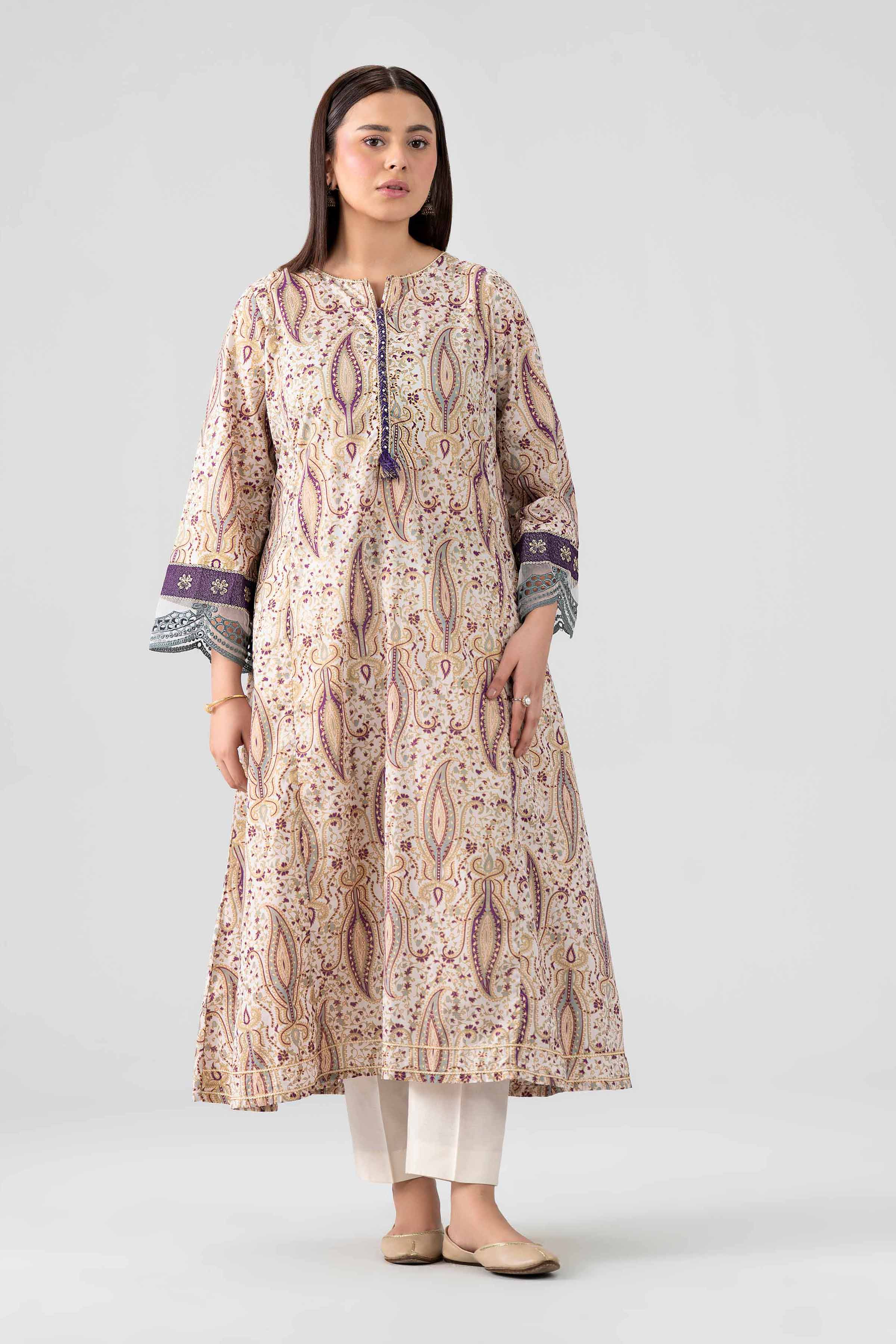 Nishat UK - Beige Embroidered Lawn 1 Piece ready to wear Shirt