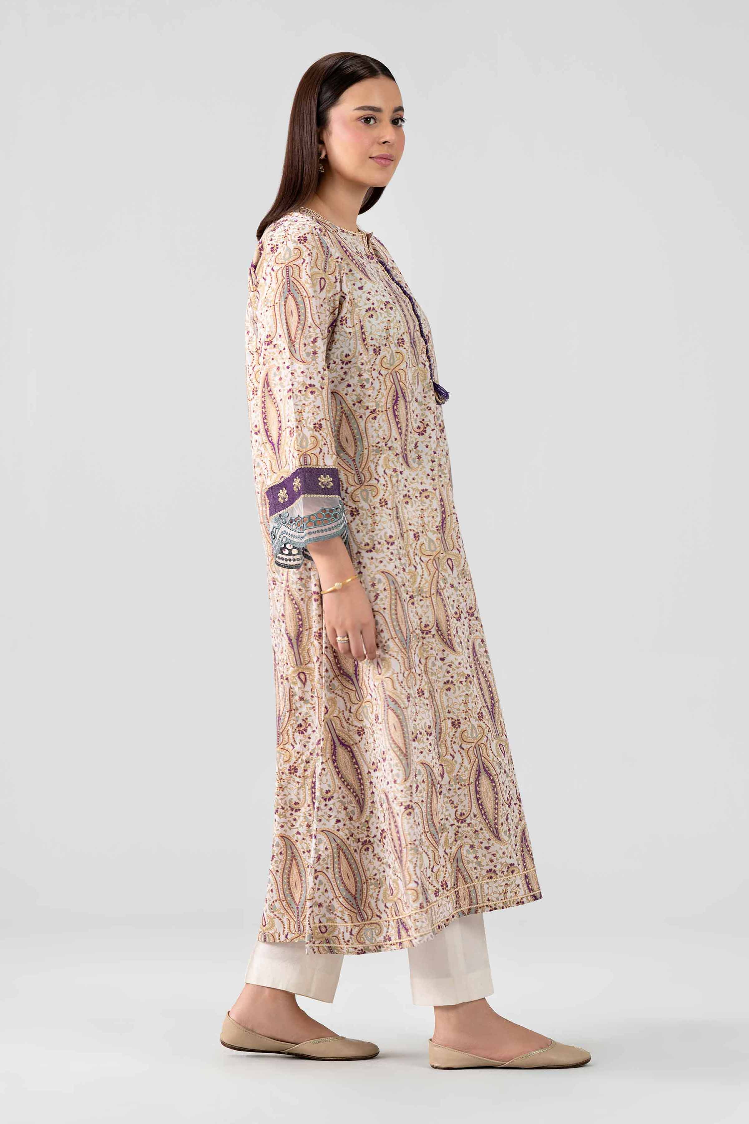Nishat UK - Beige Embroidered Lawn 1 Piece ready to wear Shirt
