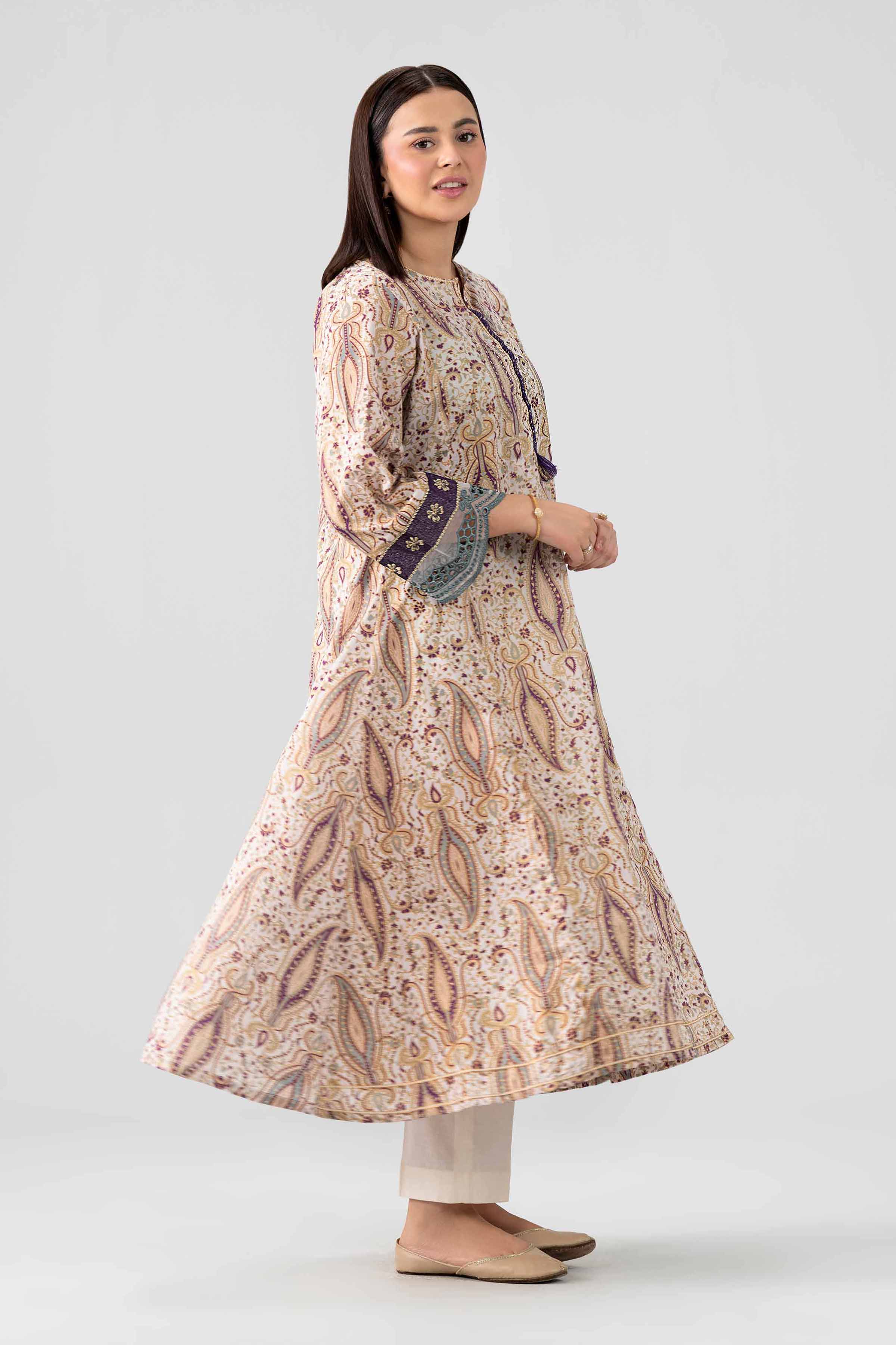 Nishat UK - Beige Embroidered Lawn 1 Piece ready to wear Shirt