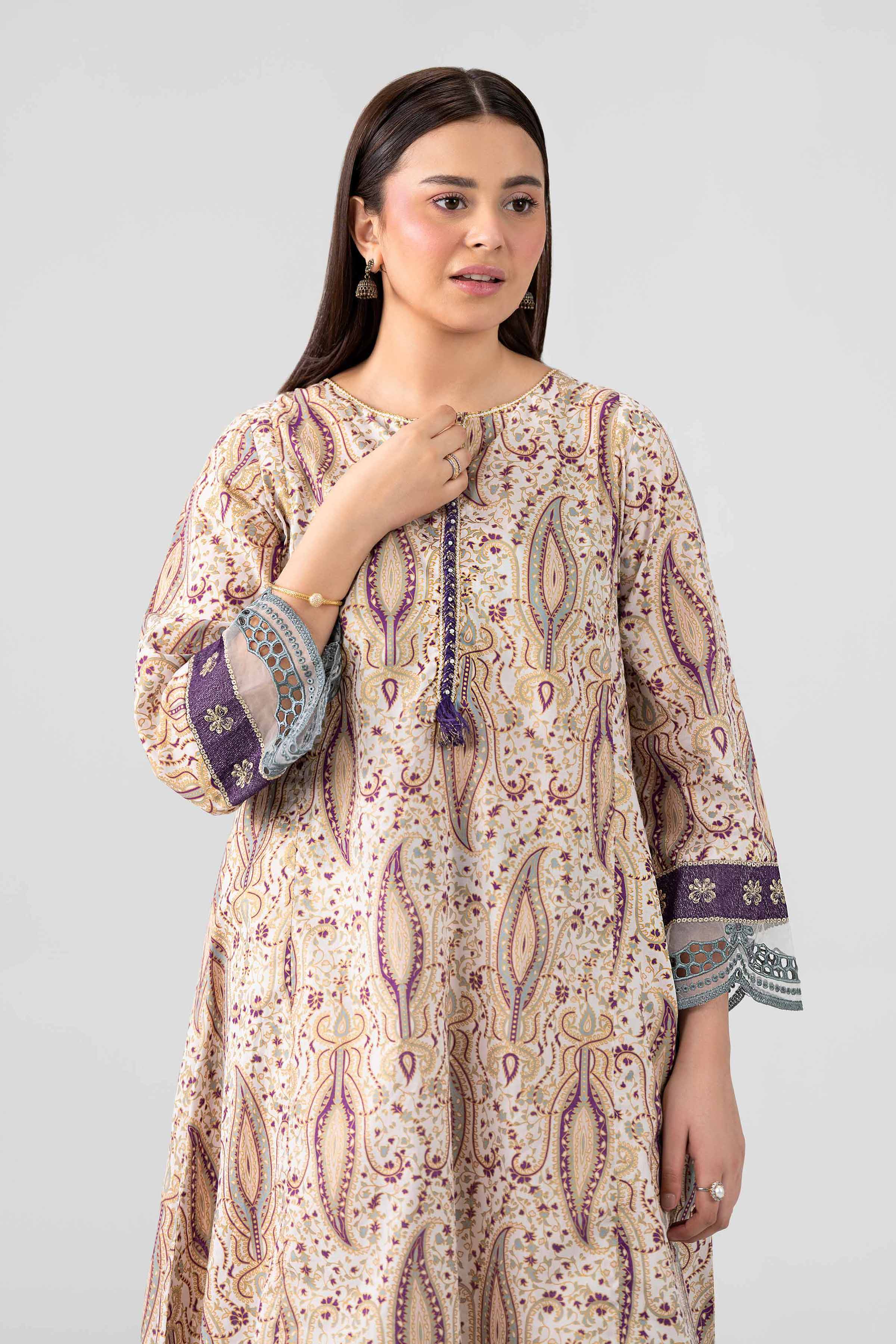 Nishat UK - Beige Embroidered Lawn 1 Piece ready to wear Shirt