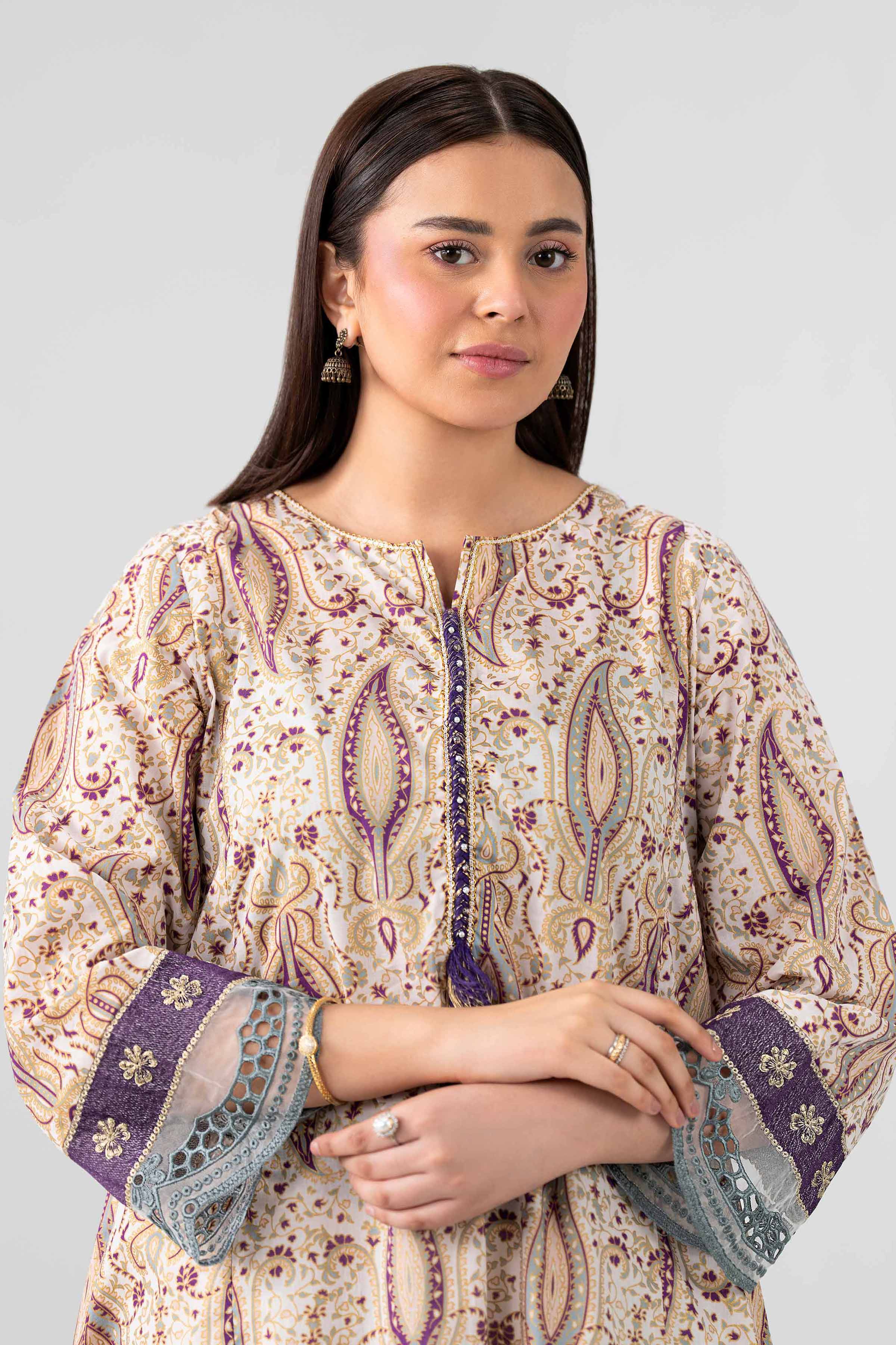 Nishat UK - Beige Embroidered Lawn 1 Piece ready to wear Shirt
