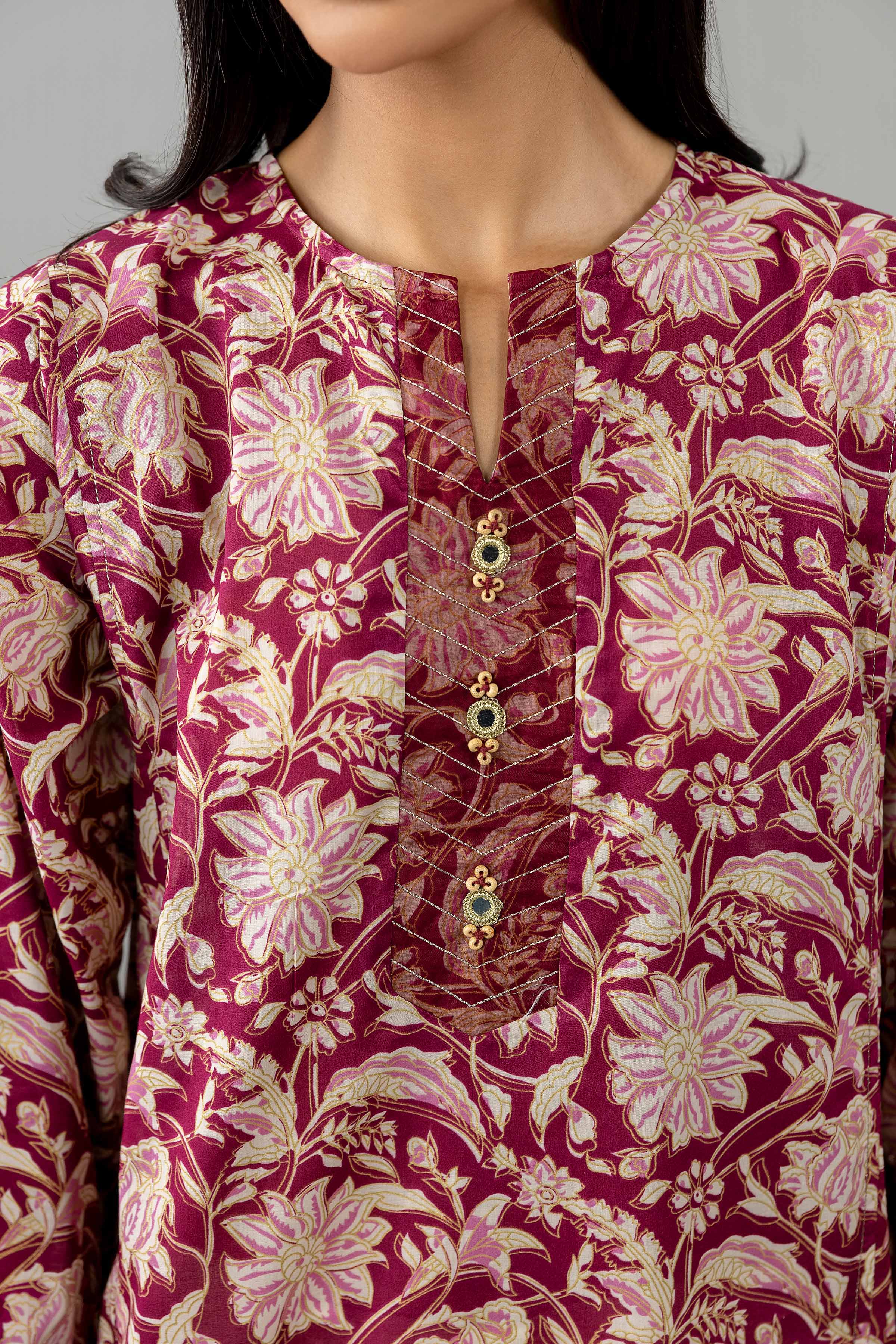 Nishat UK - Red Embroidered Lawn 1 Piece ready to wear Shirt