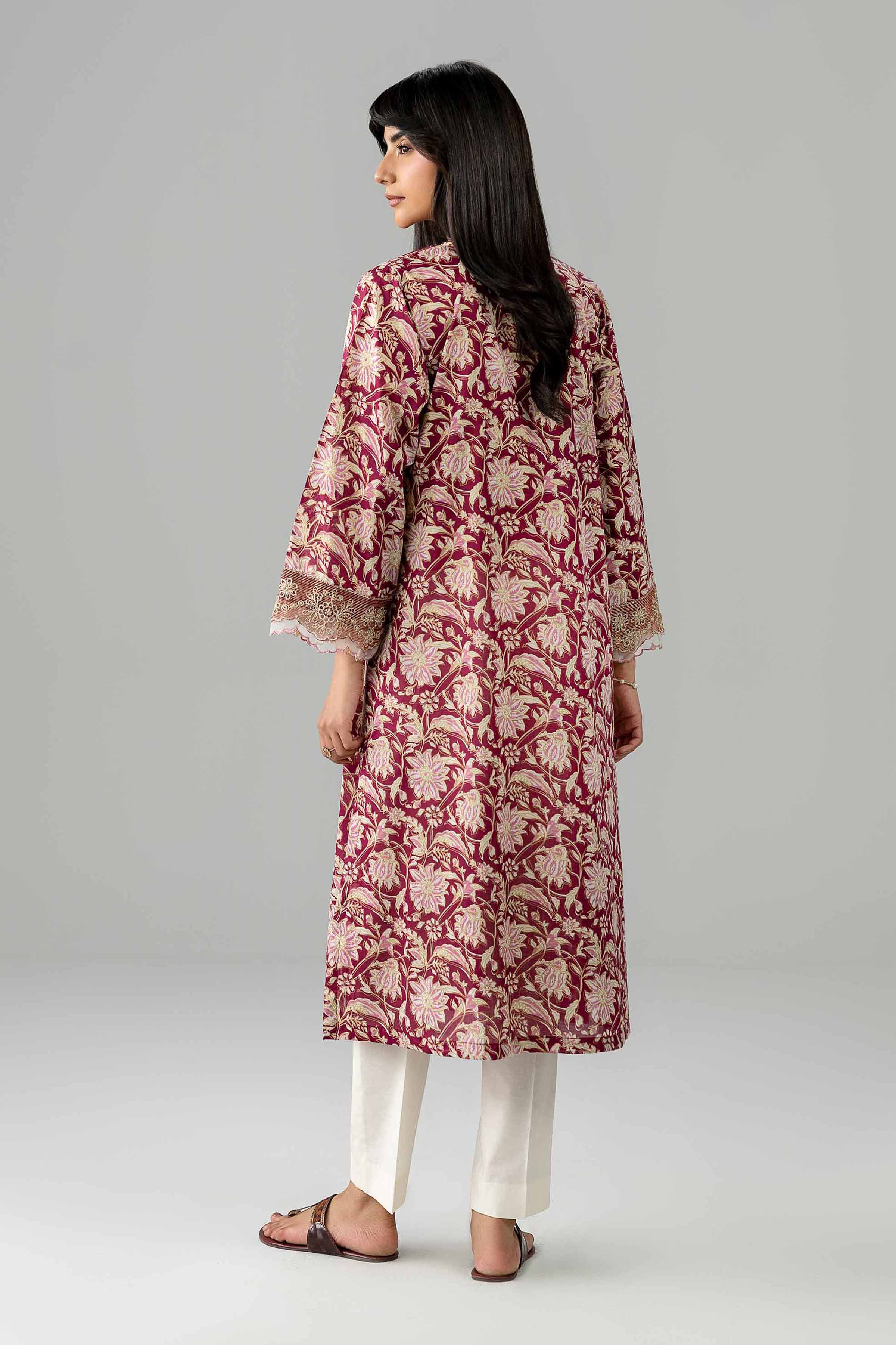 Nishat UK - Red Embroidered Lawn 1 Piece ready to wear Shirt