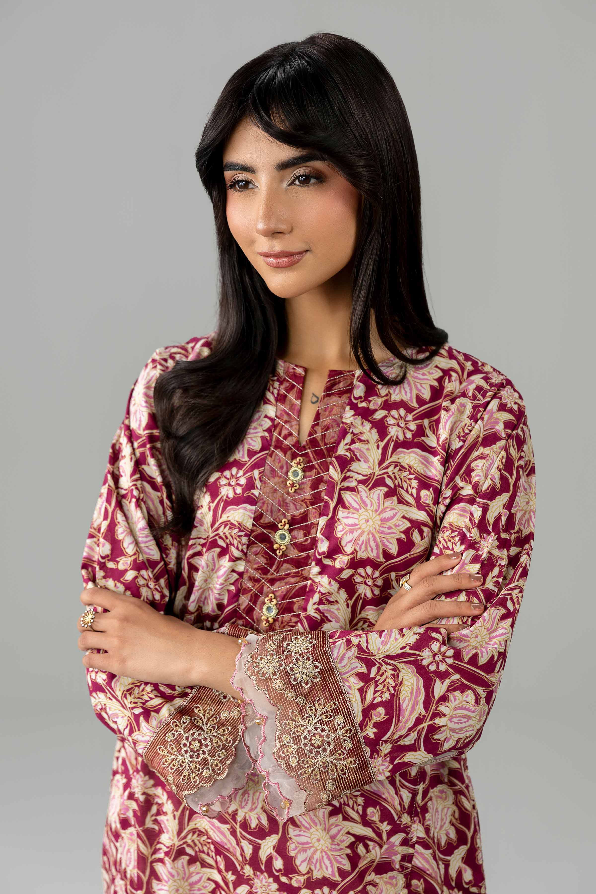 Nishat UK - Red Embroidered Lawn 1 Piece ready to wear Shirt