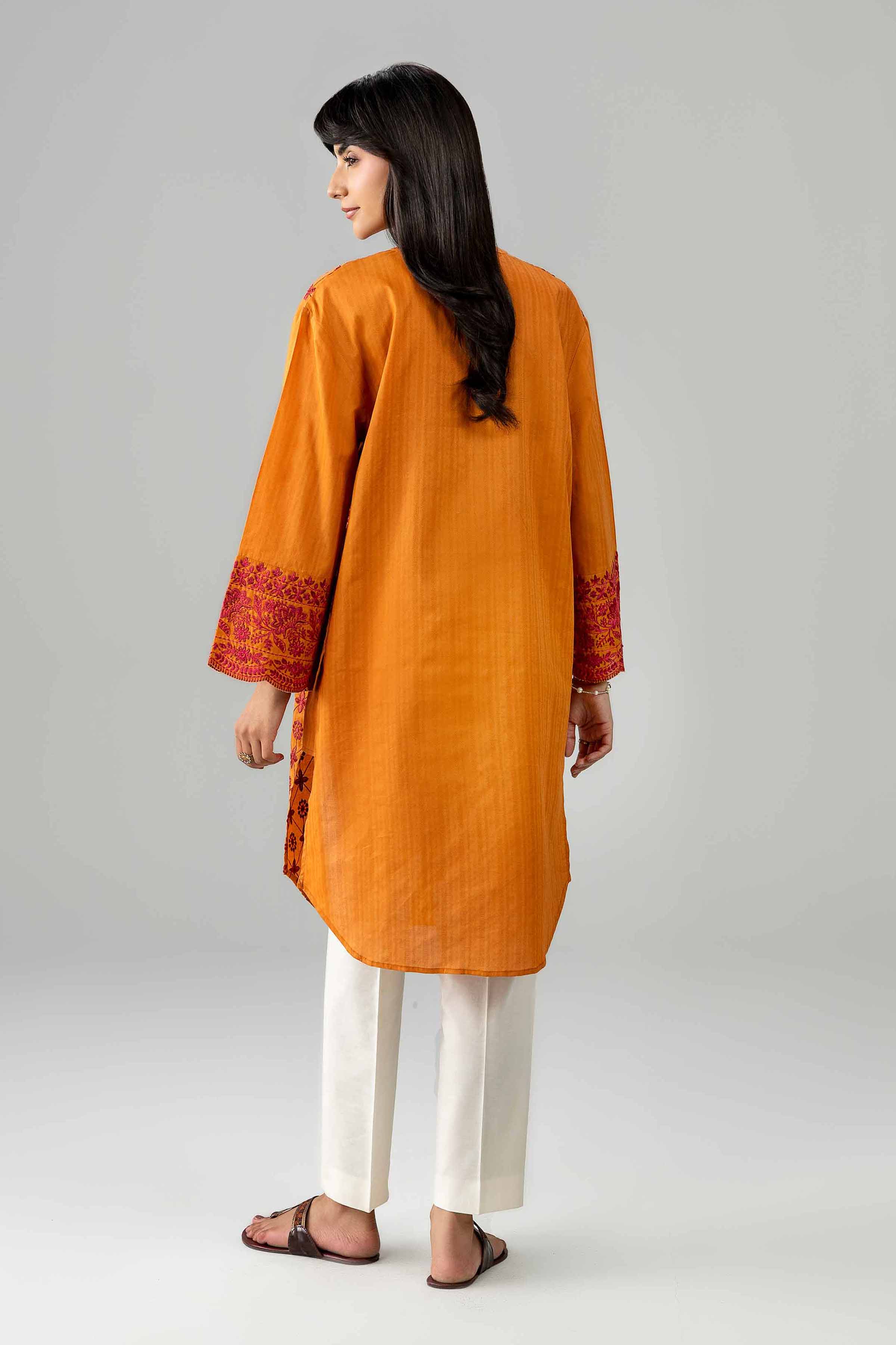 Nishat UK - Orange Embroidered Dobby 1 Piece Ready To Wear Shirt