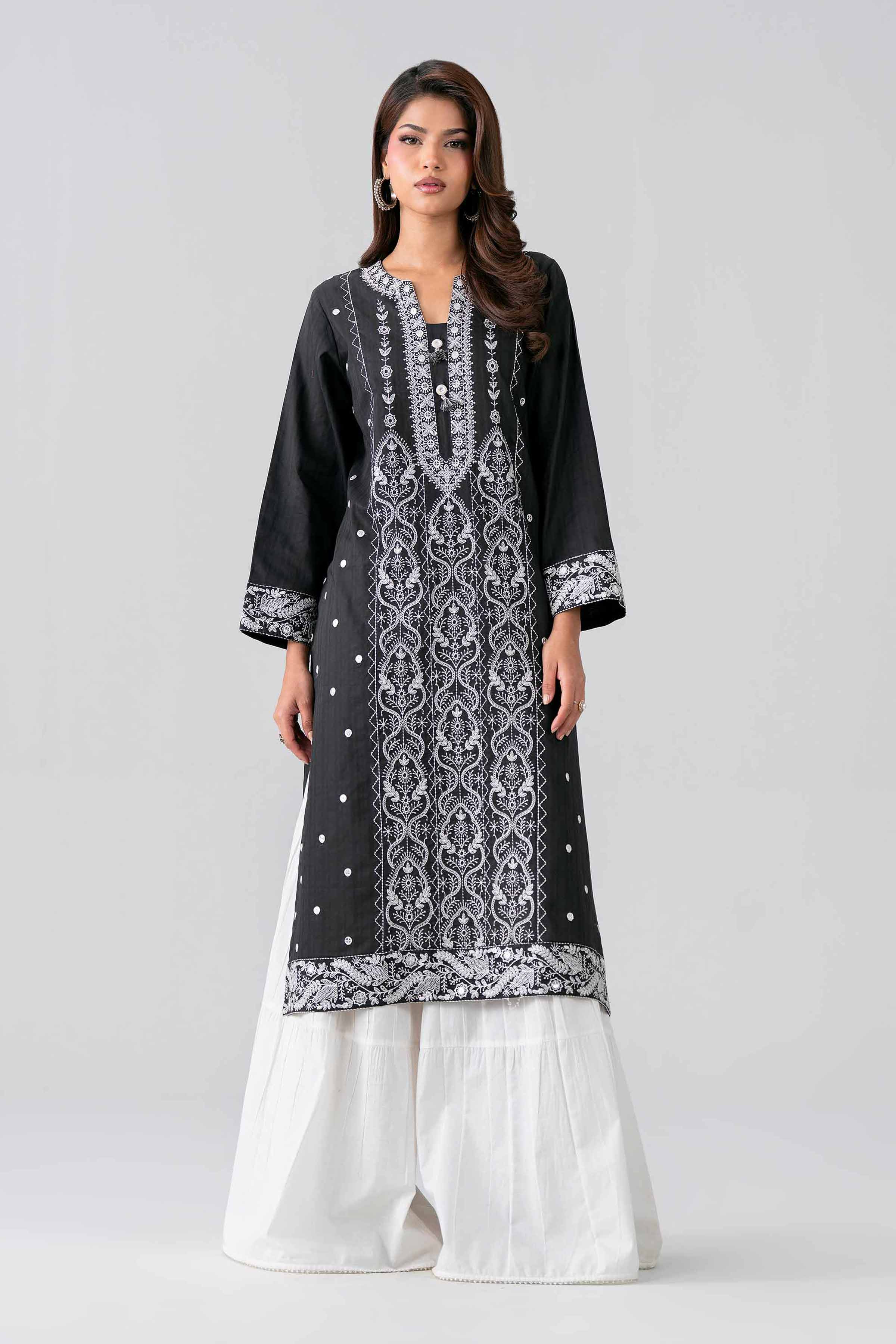 Nishat UK - Black Embroidered Dobby 1 Piece Ready To Wear Shirt