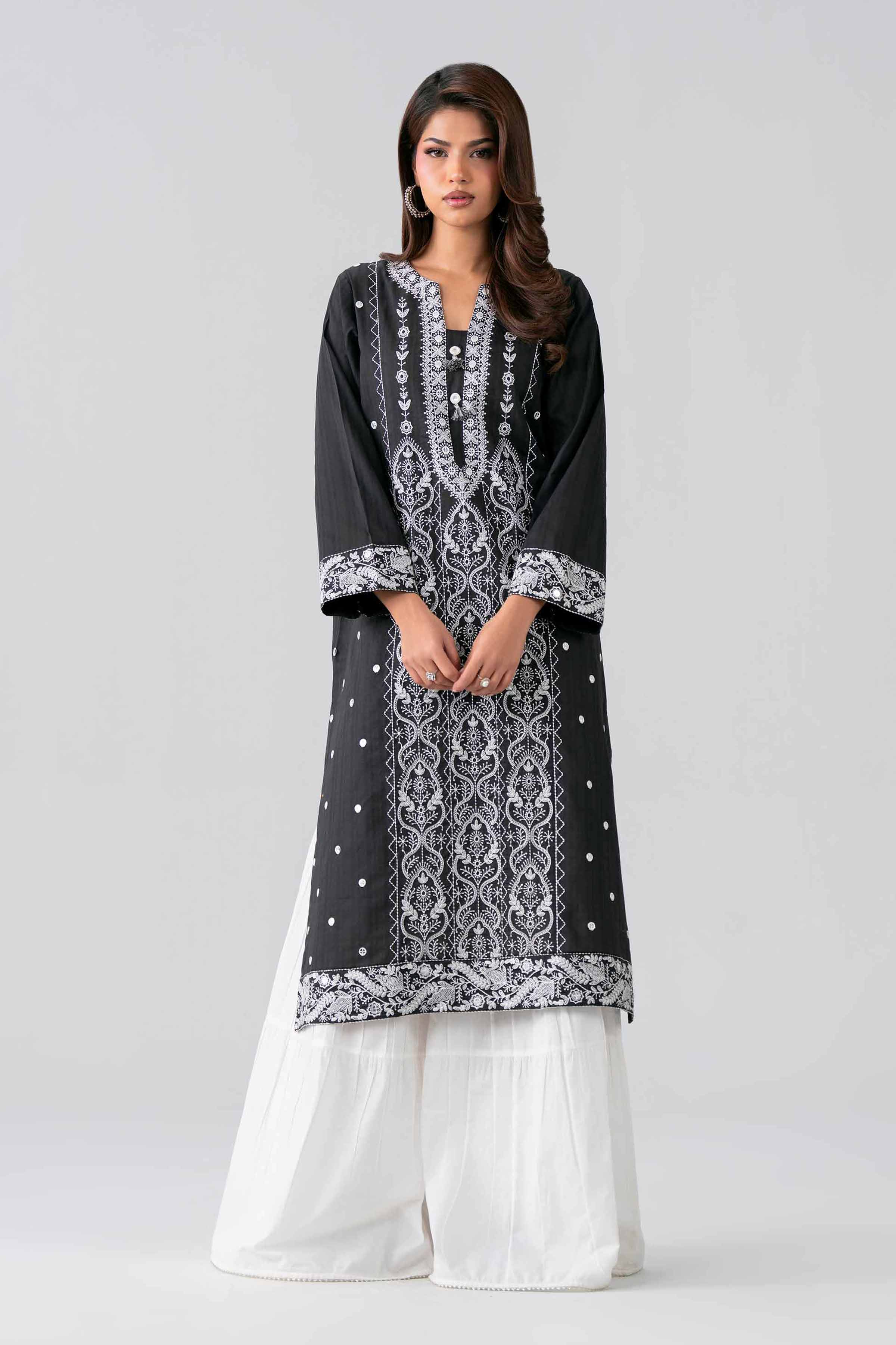 Nishat UK - Black Embroidered Dobby 1 Piece Ready To Wear Shirt