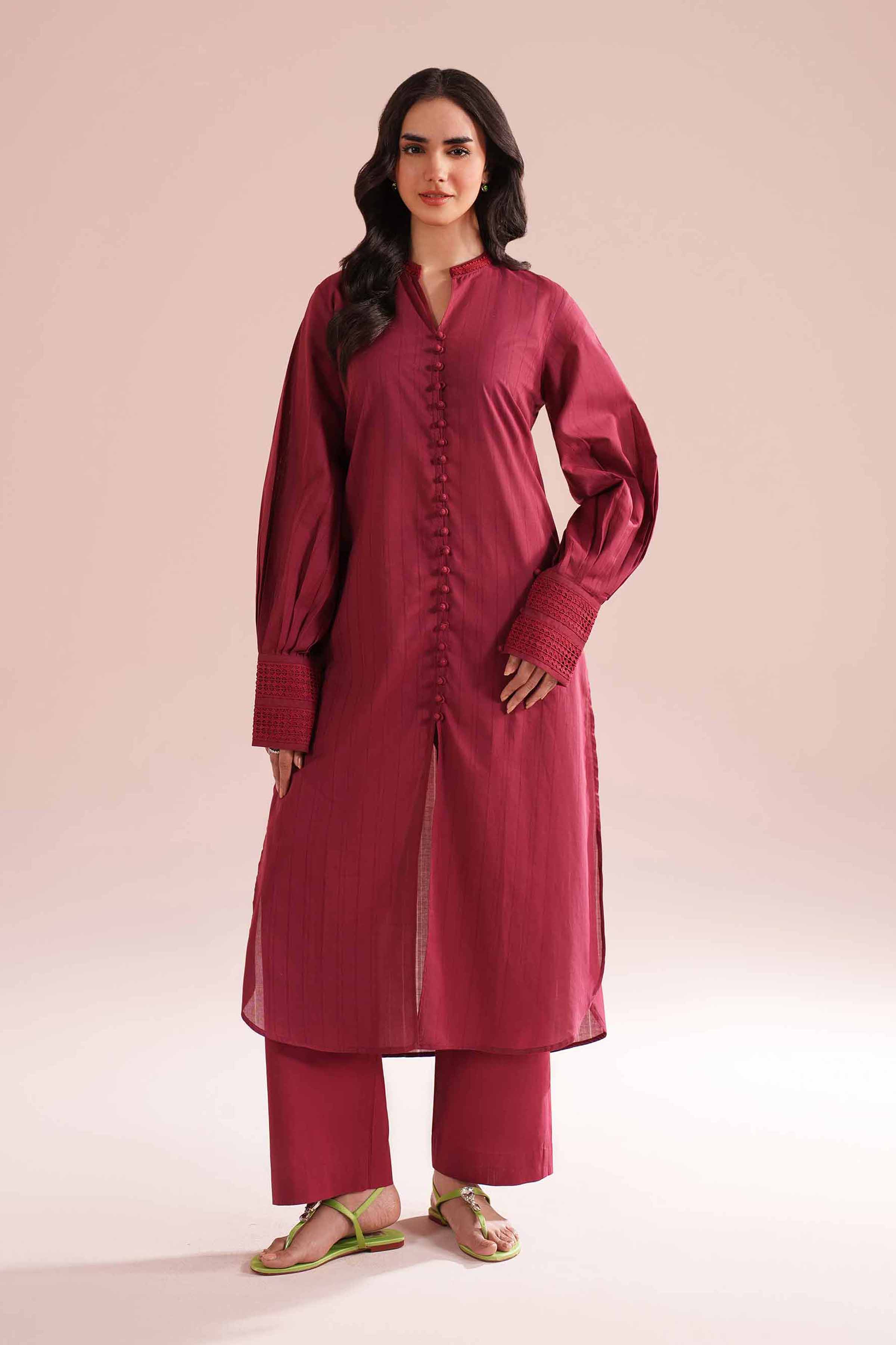 NishatUK - Red Solids Dobby 2-piece ready to wear Dress