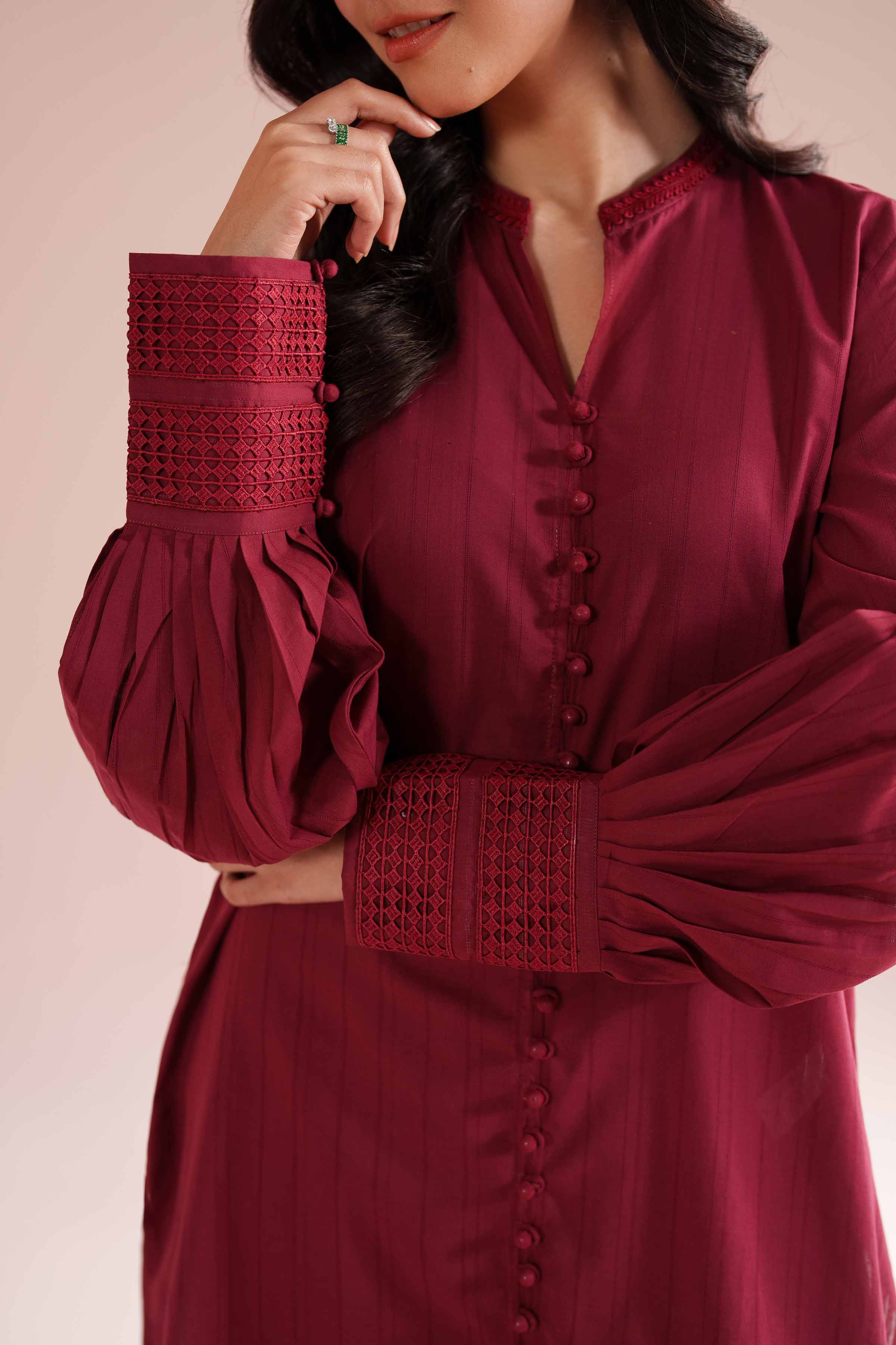 NishatUK - Red Solids Dobby 2-piece ready to wear Dress