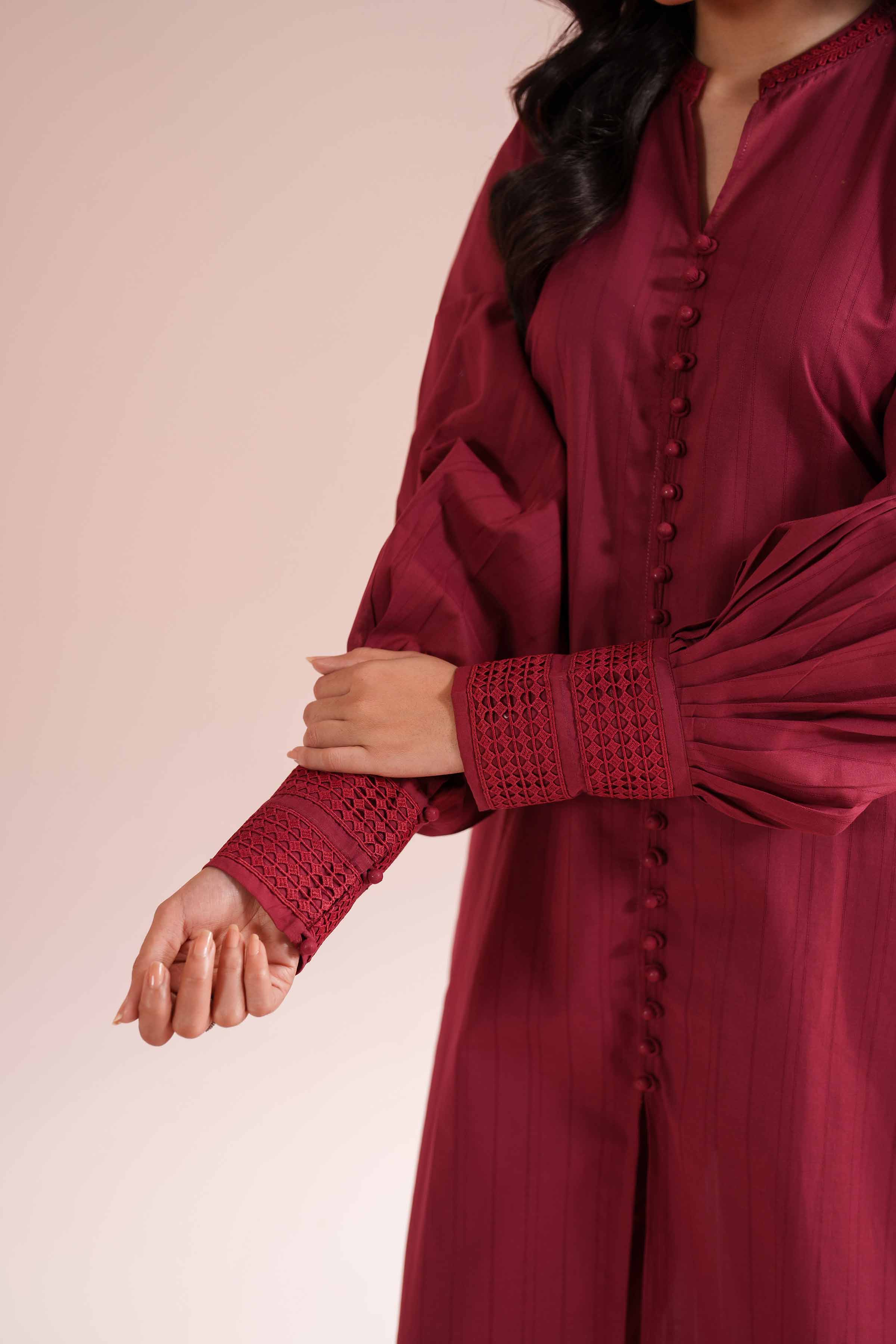 NishatUK - Red Solids Dobby 2-piece ready to wear Dress