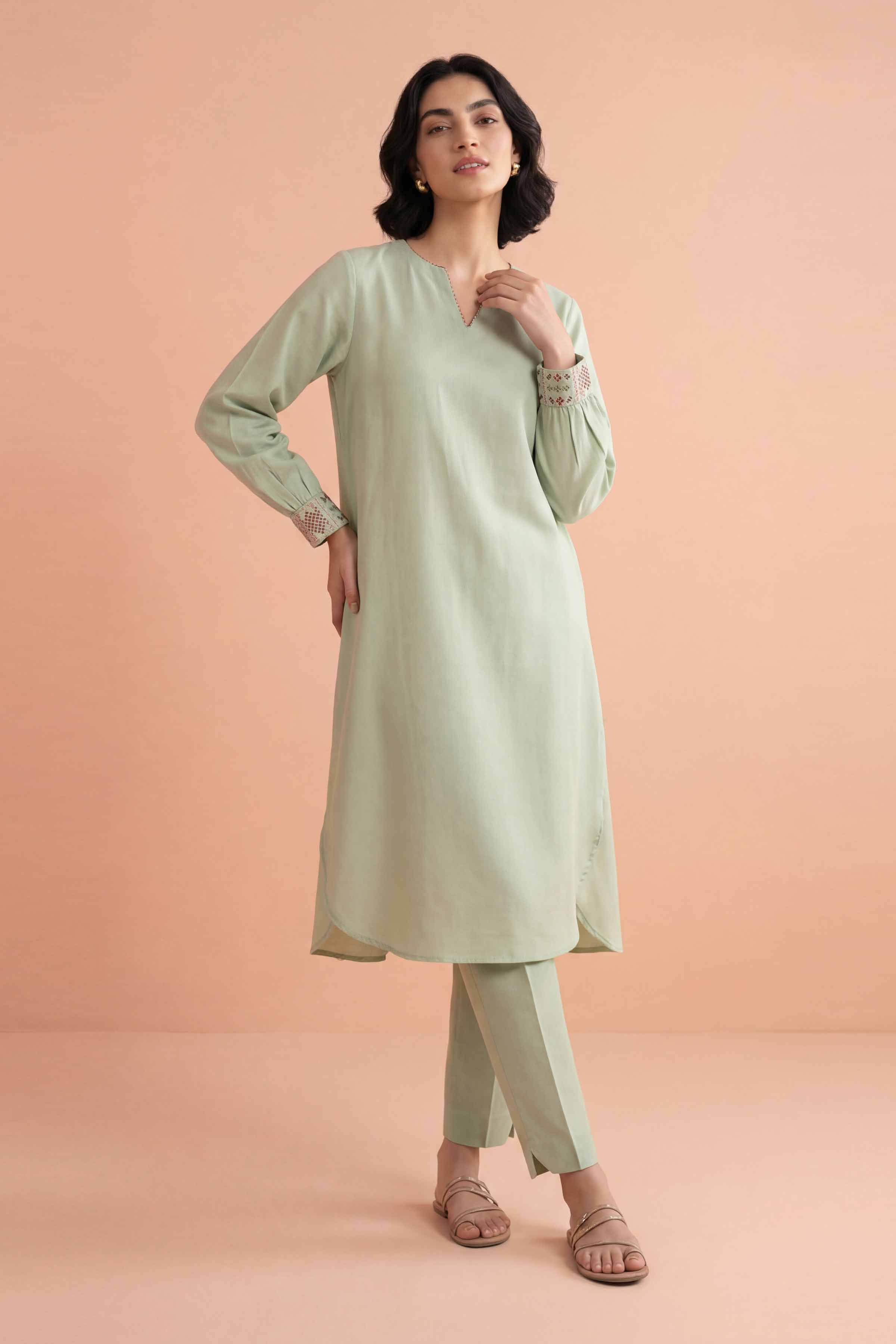 Nishat UK - Green Embroidered Lawn 2 Pieces ready to wear luxury Dress