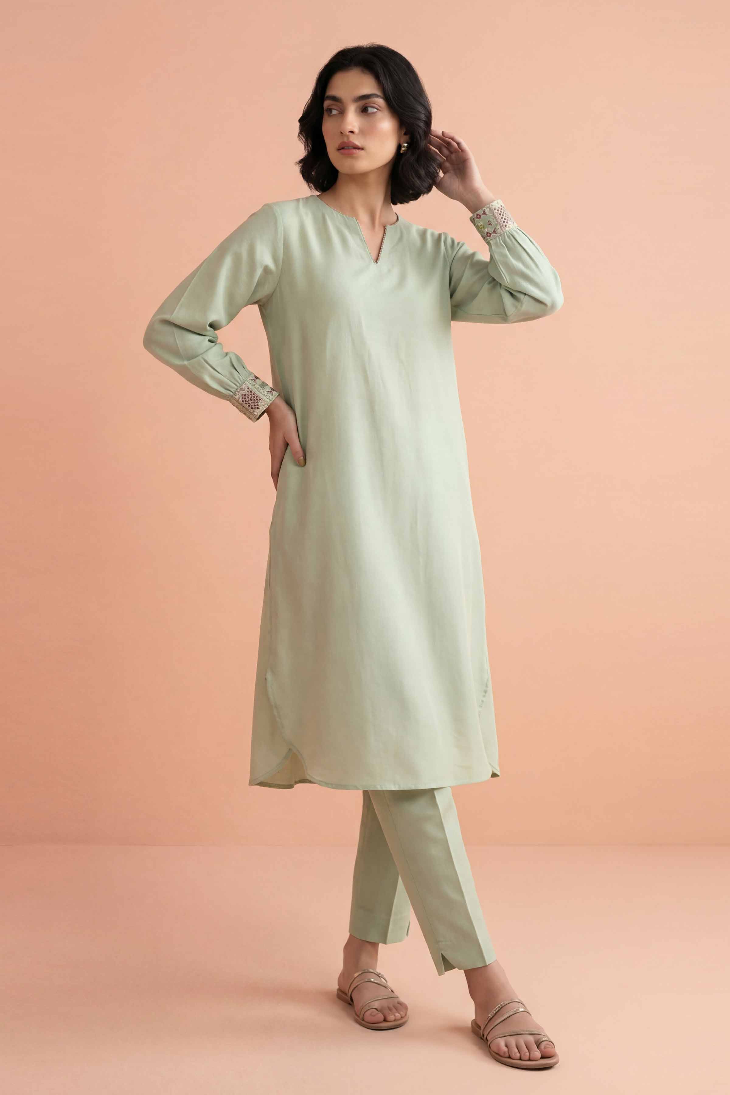 Nishat UK - Green Embroidered Lawn 2 Pieces ready to wear luxury Dress