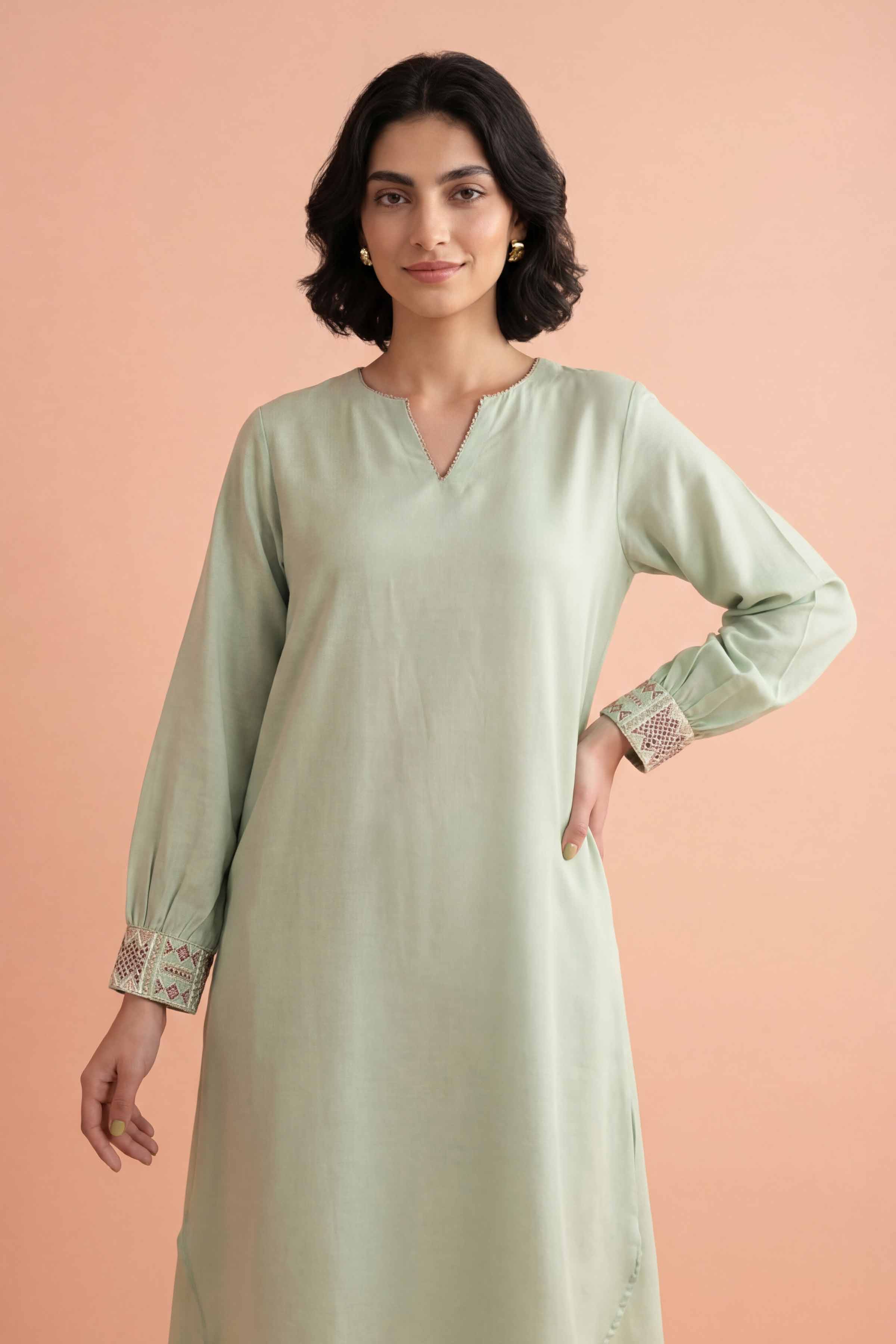 Nishat UK - Green Embroidered Lawn 2 Pieces ready to wear luxury Dress
