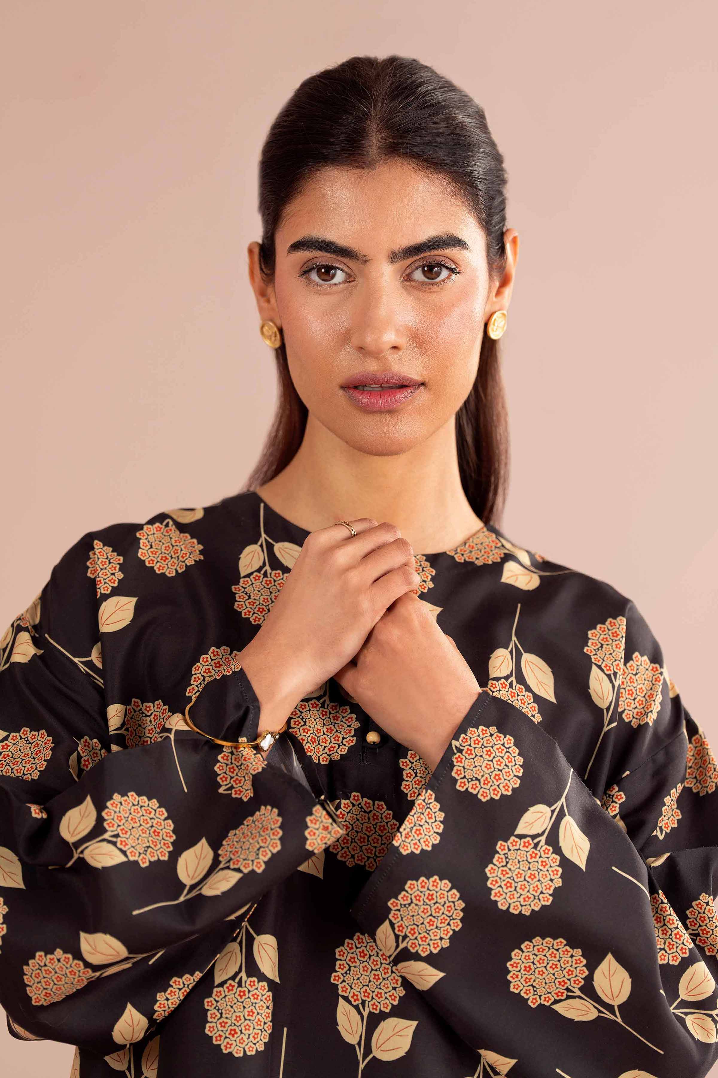 NishatUK - Black Printed Lawn 2-piece ready to wear Dress