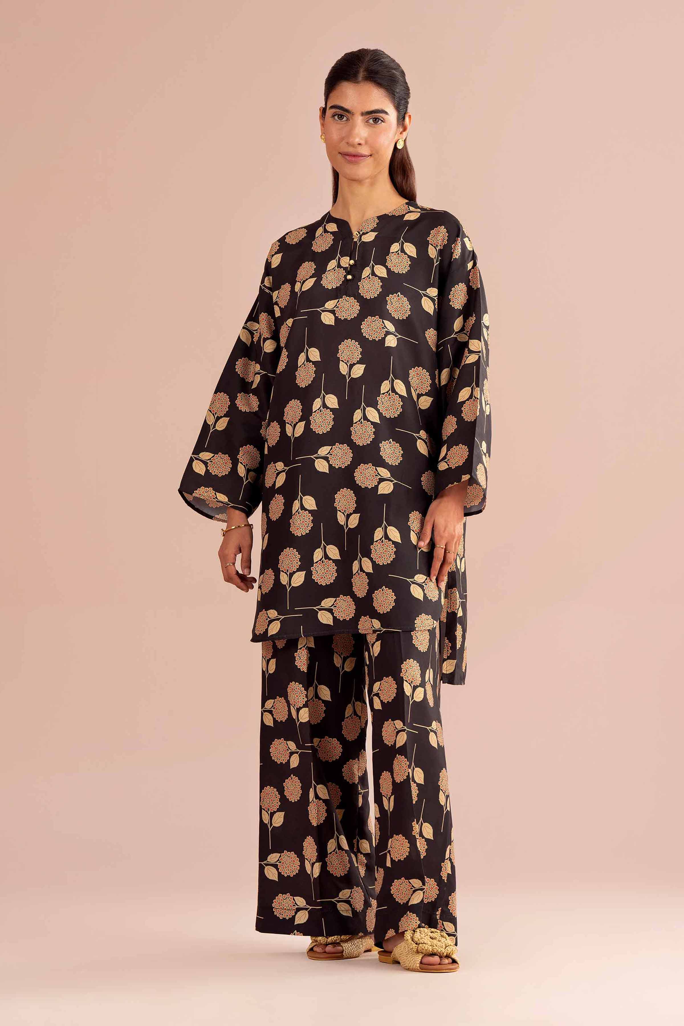 NishatUK - Black Printed Lawn 2-piece ready to wear Dress