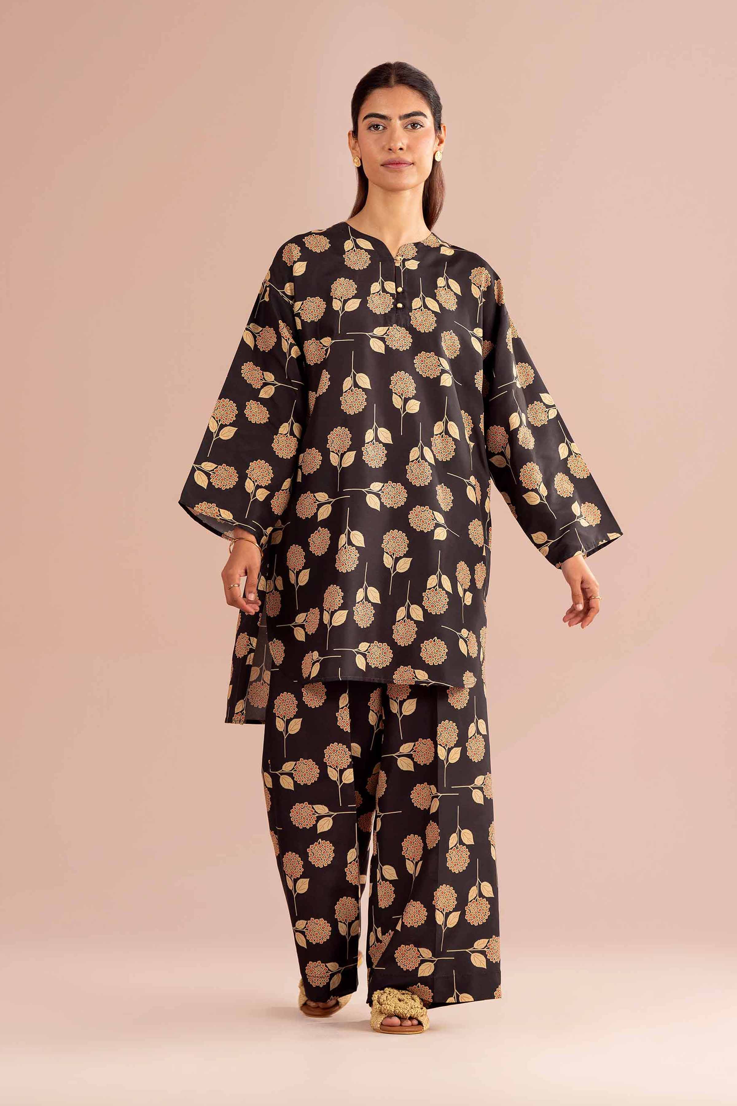 NishatUK - Black Printed Lawn 2-piece ready to wear Dress