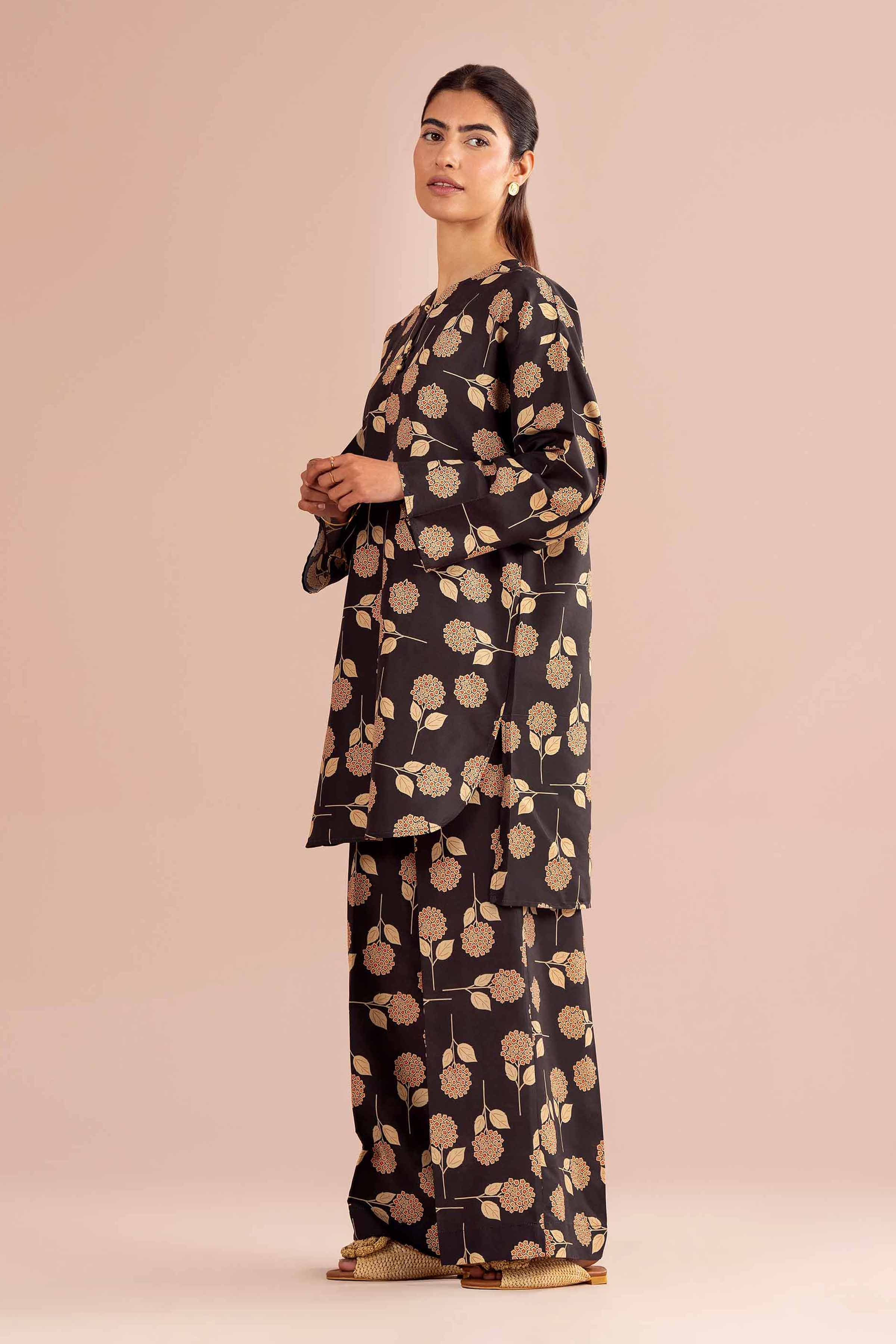 NishatUK - Black Printed Lawn 2-piece ready to wear Dress