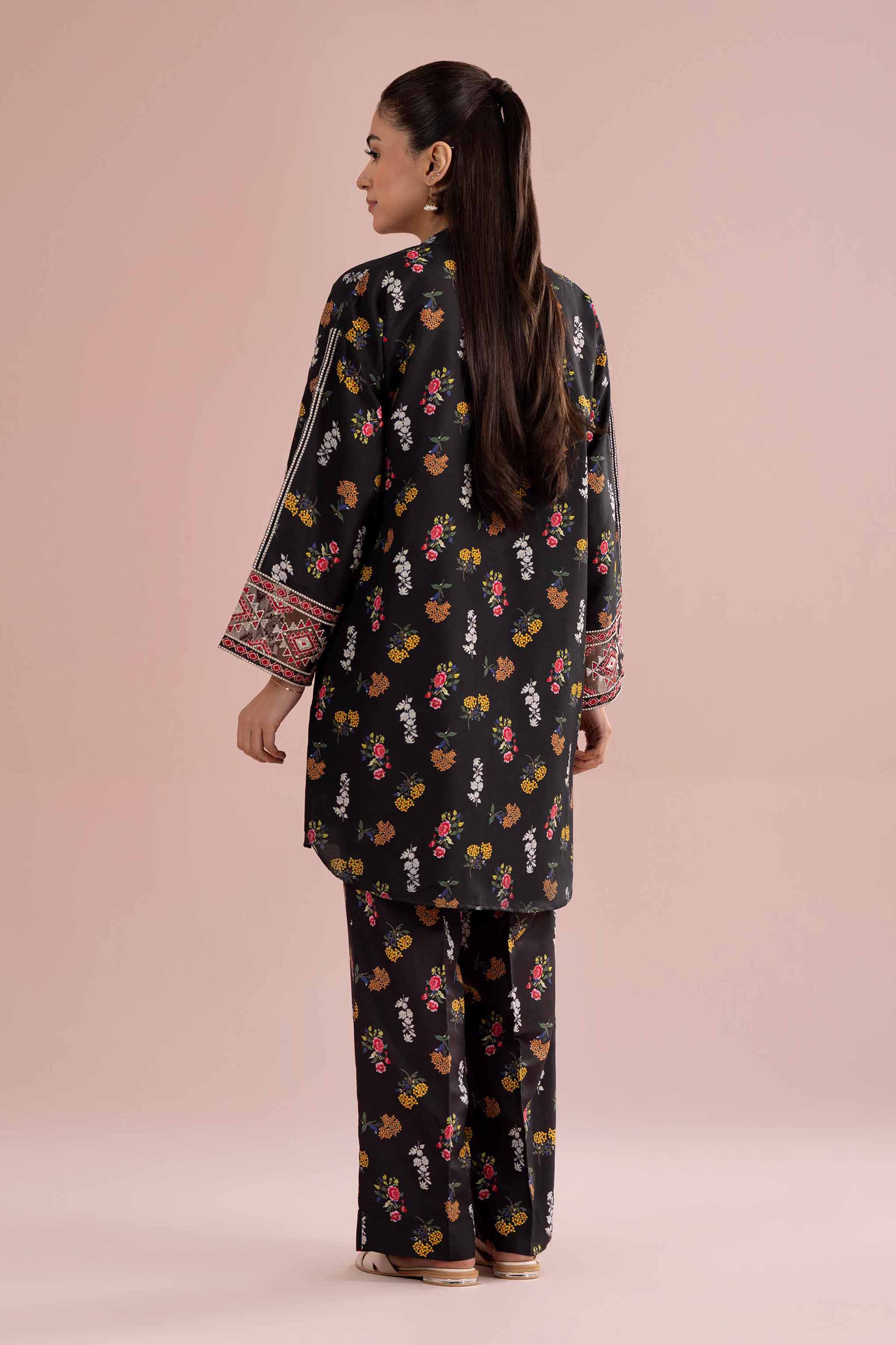 NishatUK - Black Embroidered Lawn ready to wear Dress