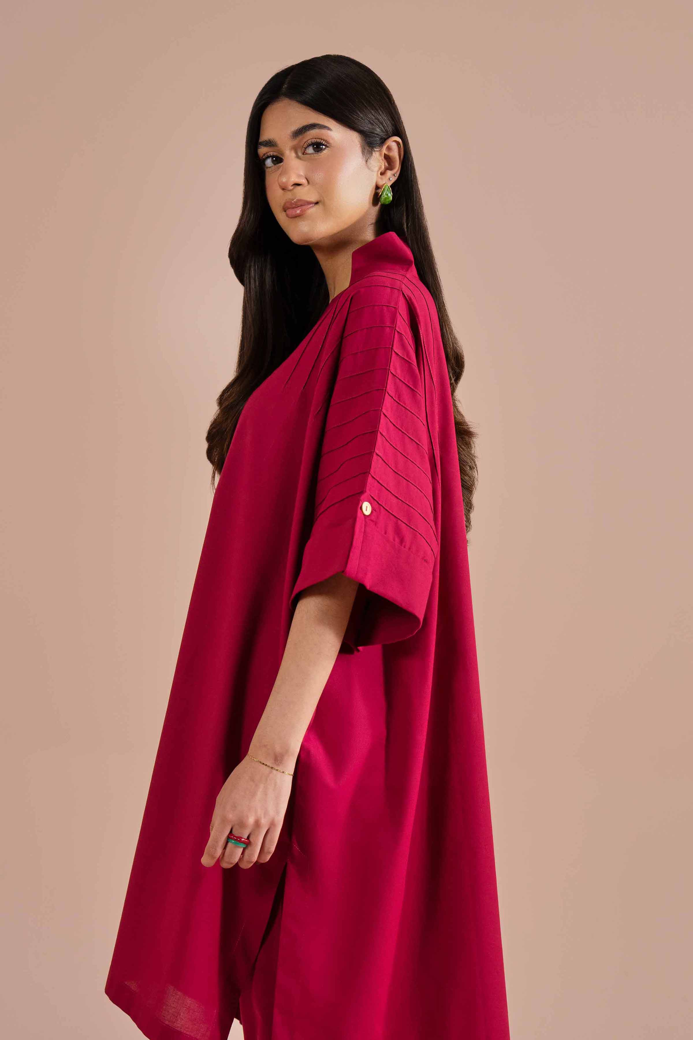 NishatUK - Red Solids Yarn Dyed 2-piece ready to wear Dress