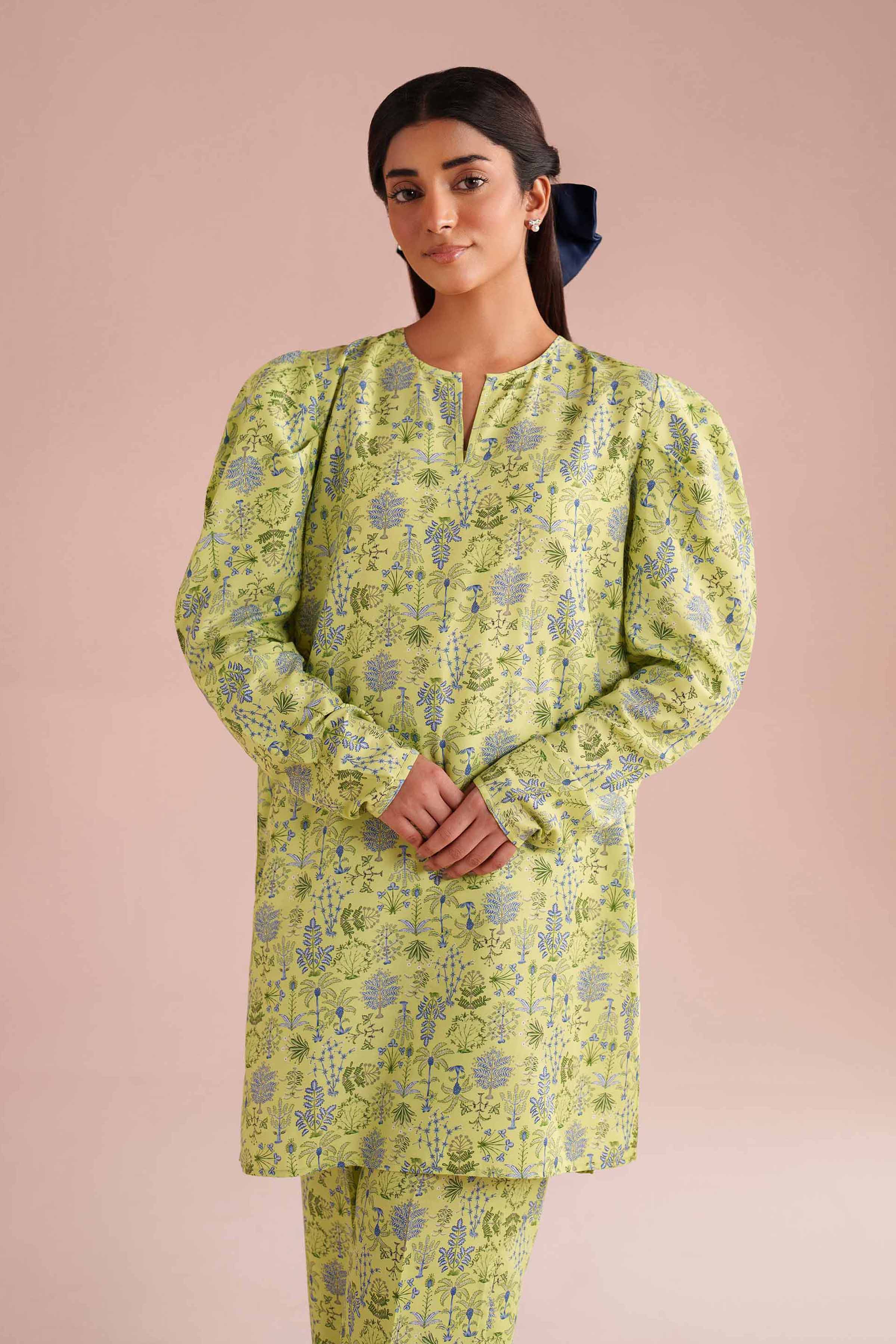 NishatUK - Green Printed Lawn 2-piece ready to wear Dress