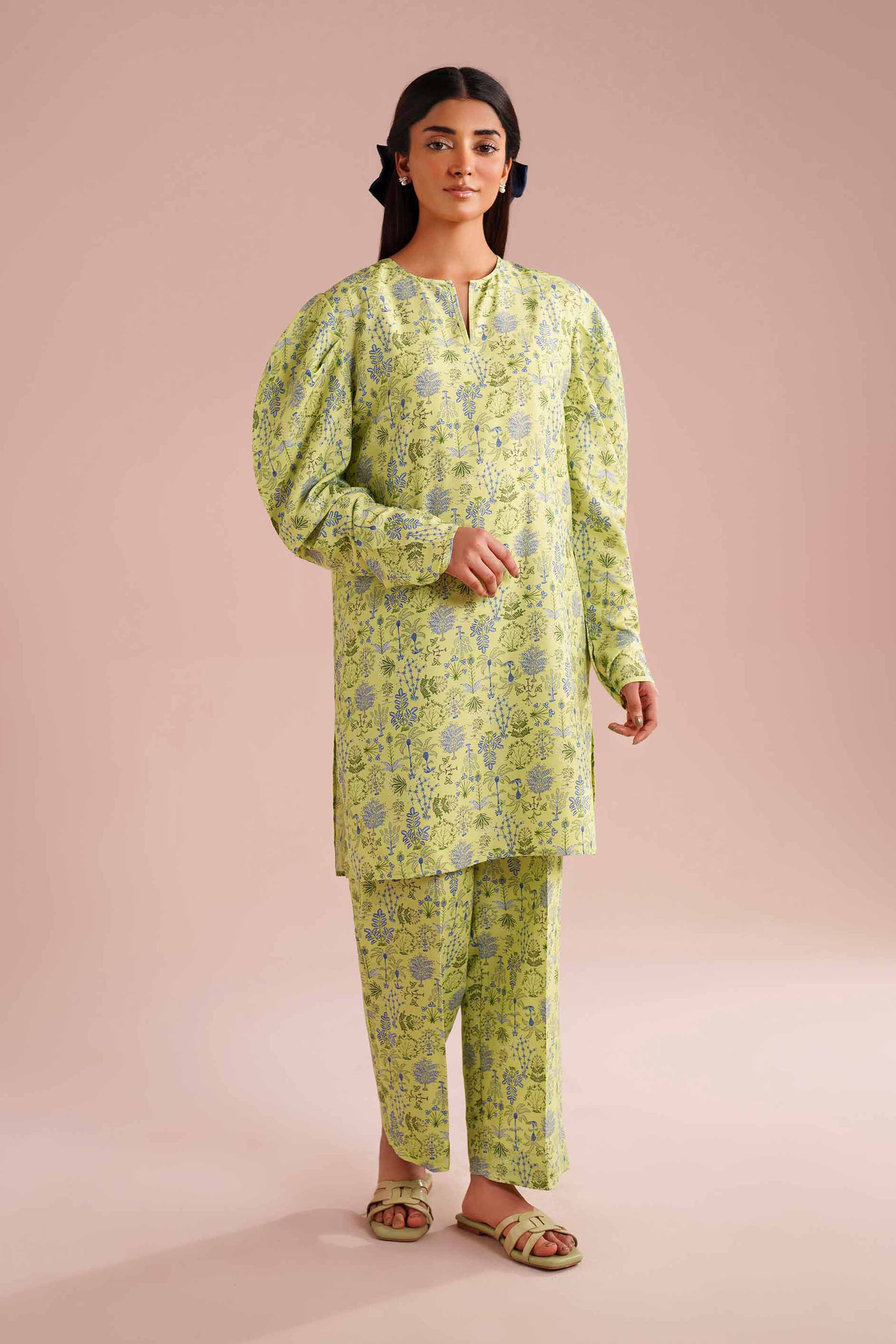 NishatUK - Green Printed Lawn 2-piece ready to wear Dress