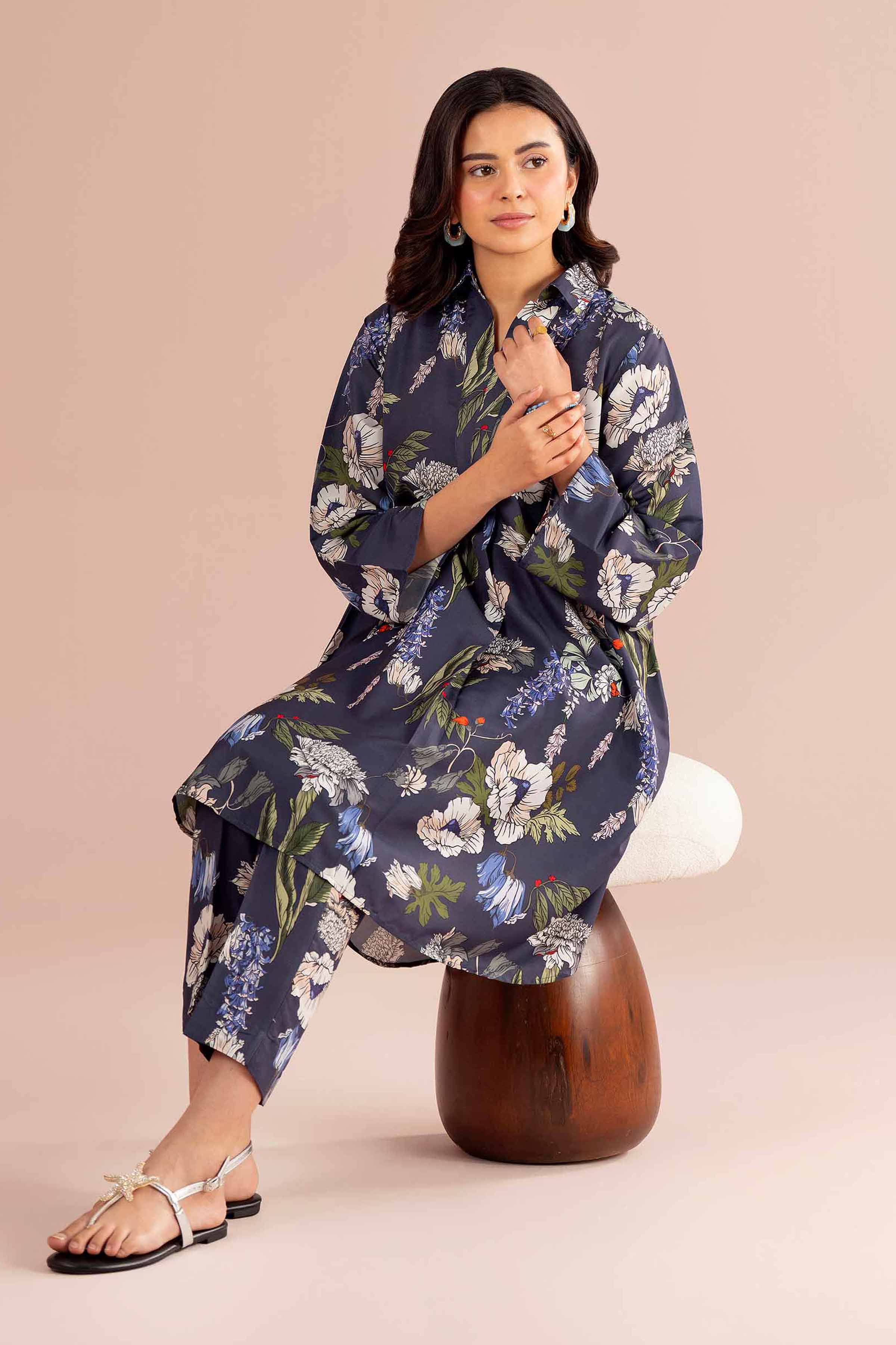 NishatUK - Blue Printed Lawn 2-piece ready to wear Dress