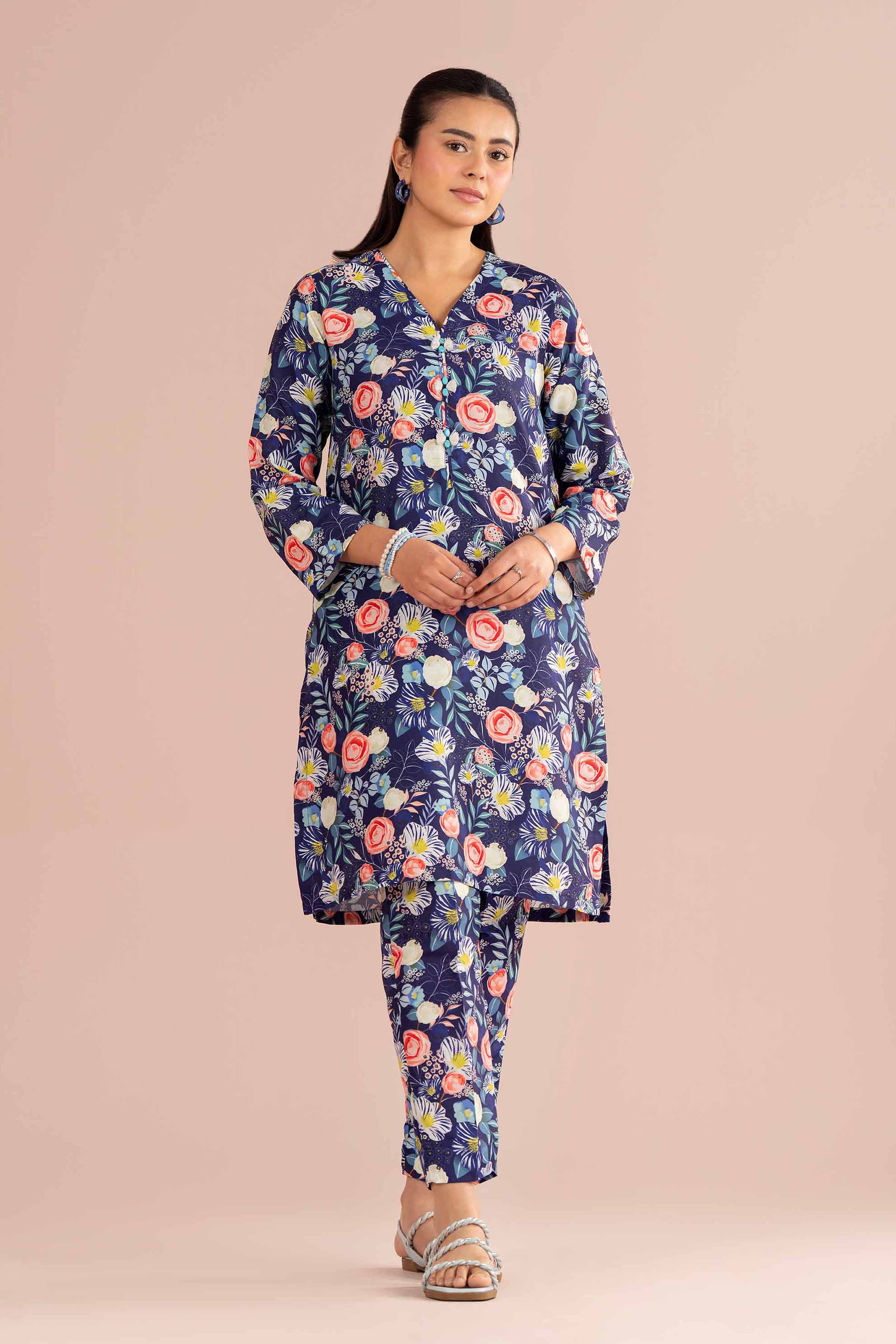 NishatUK - Blue Printed Lawn 2-piece ready to wear Dress