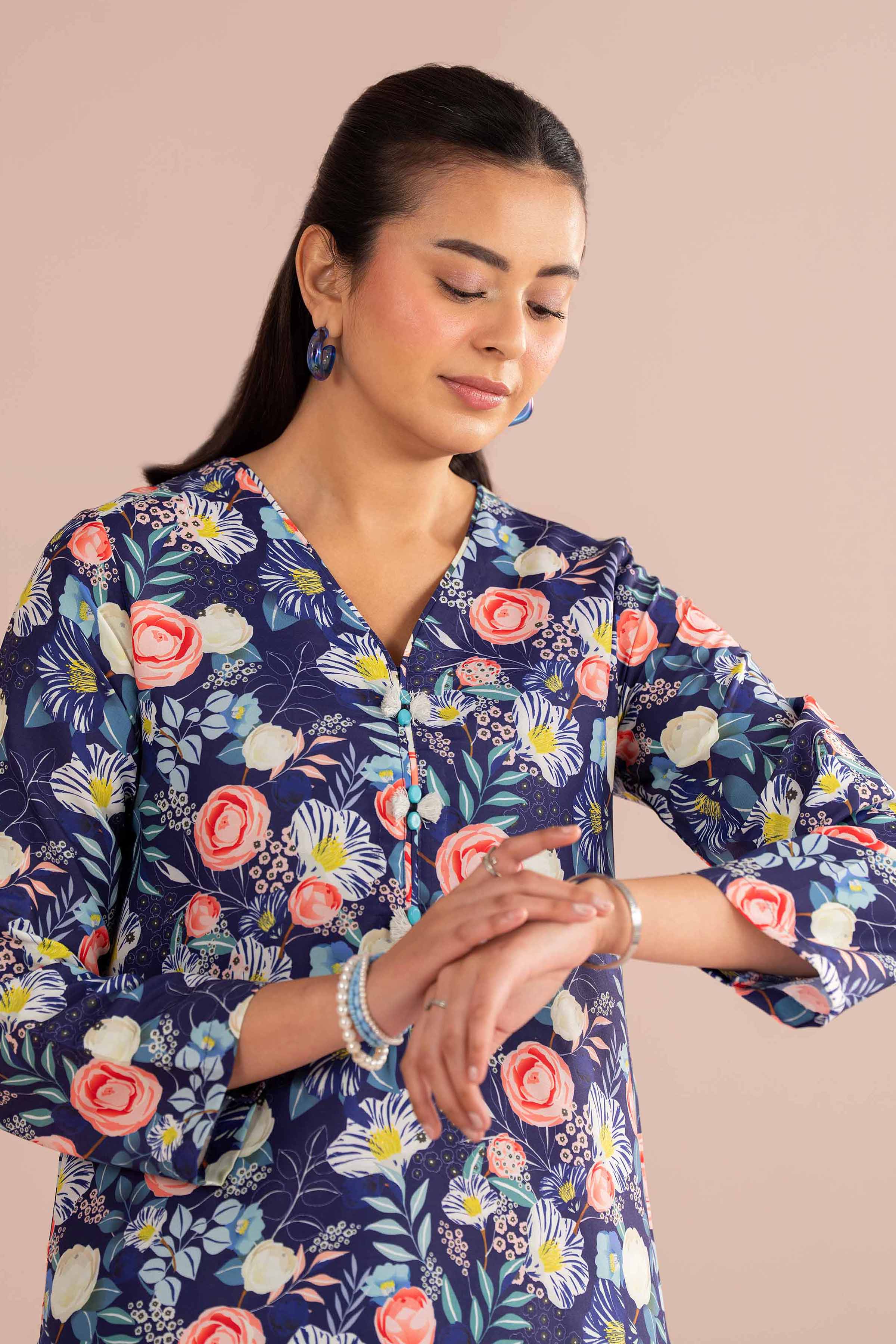 NishatUK - Blue Printed Lawn 2-piece ready to wear Dress