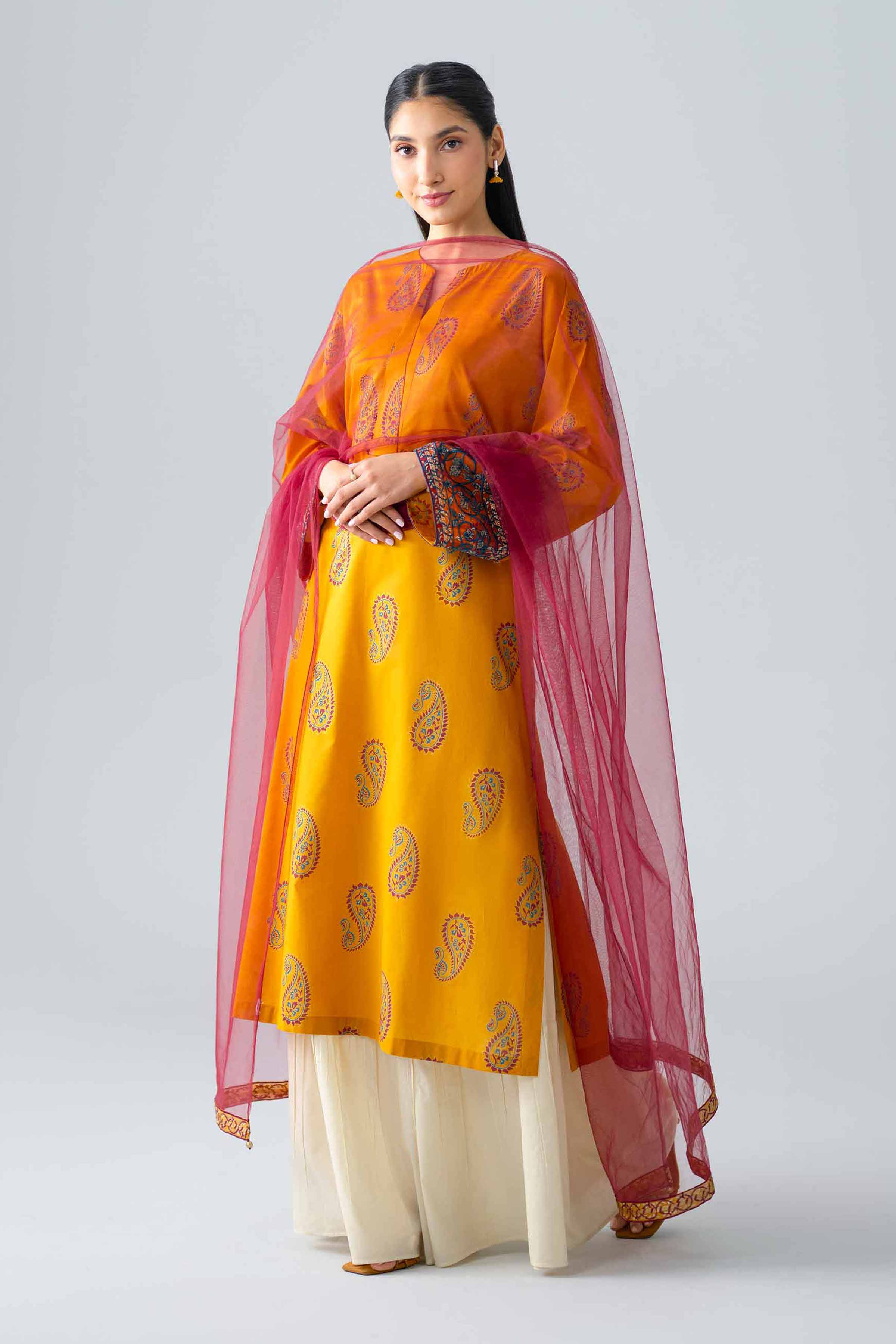 Nishat UK - Yellow Embroidered Lawn 2 Pieces ready to wear Dress