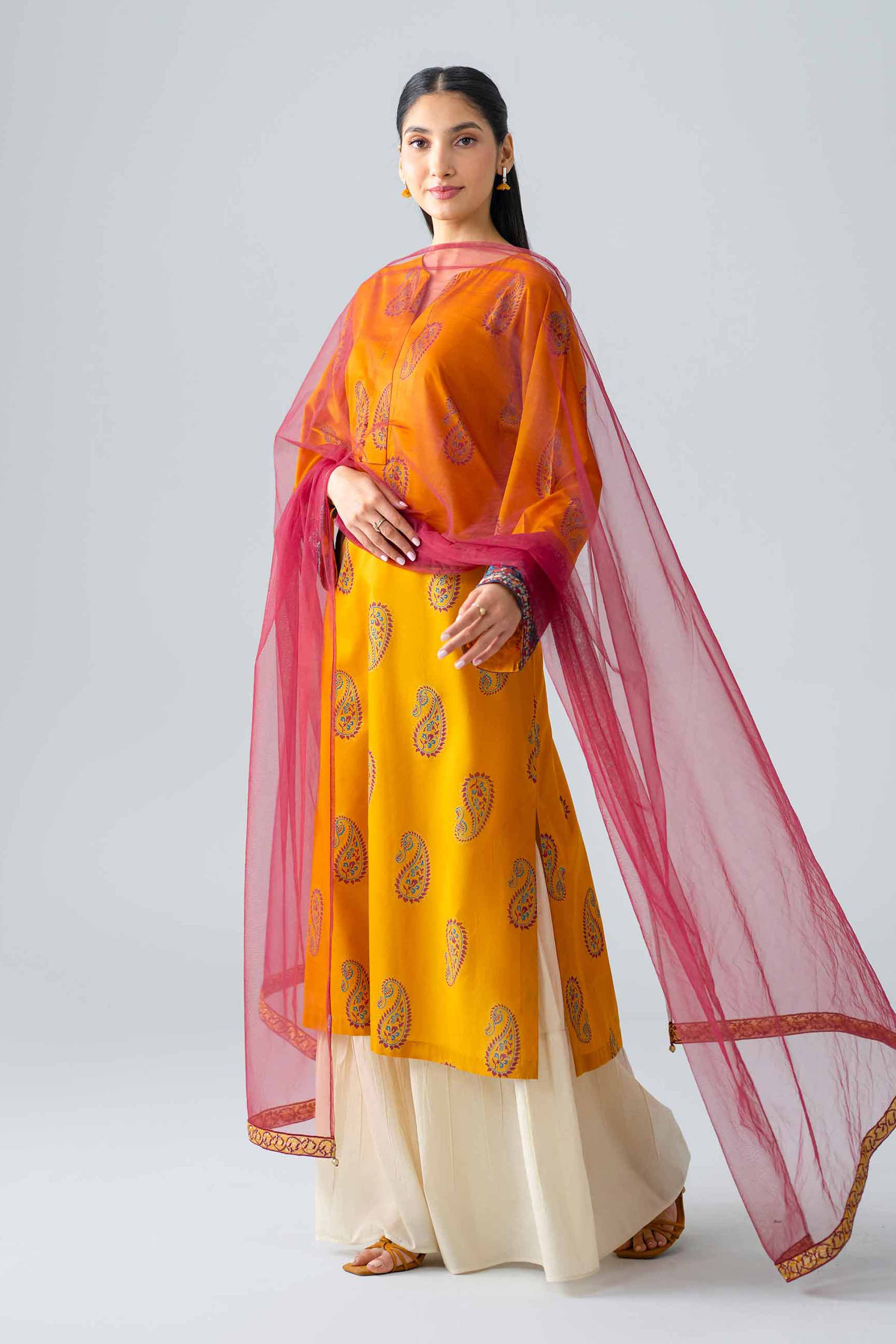 Nishat UK - Yellow Embroidered Lawn 2 Pieces ready to wear Dress