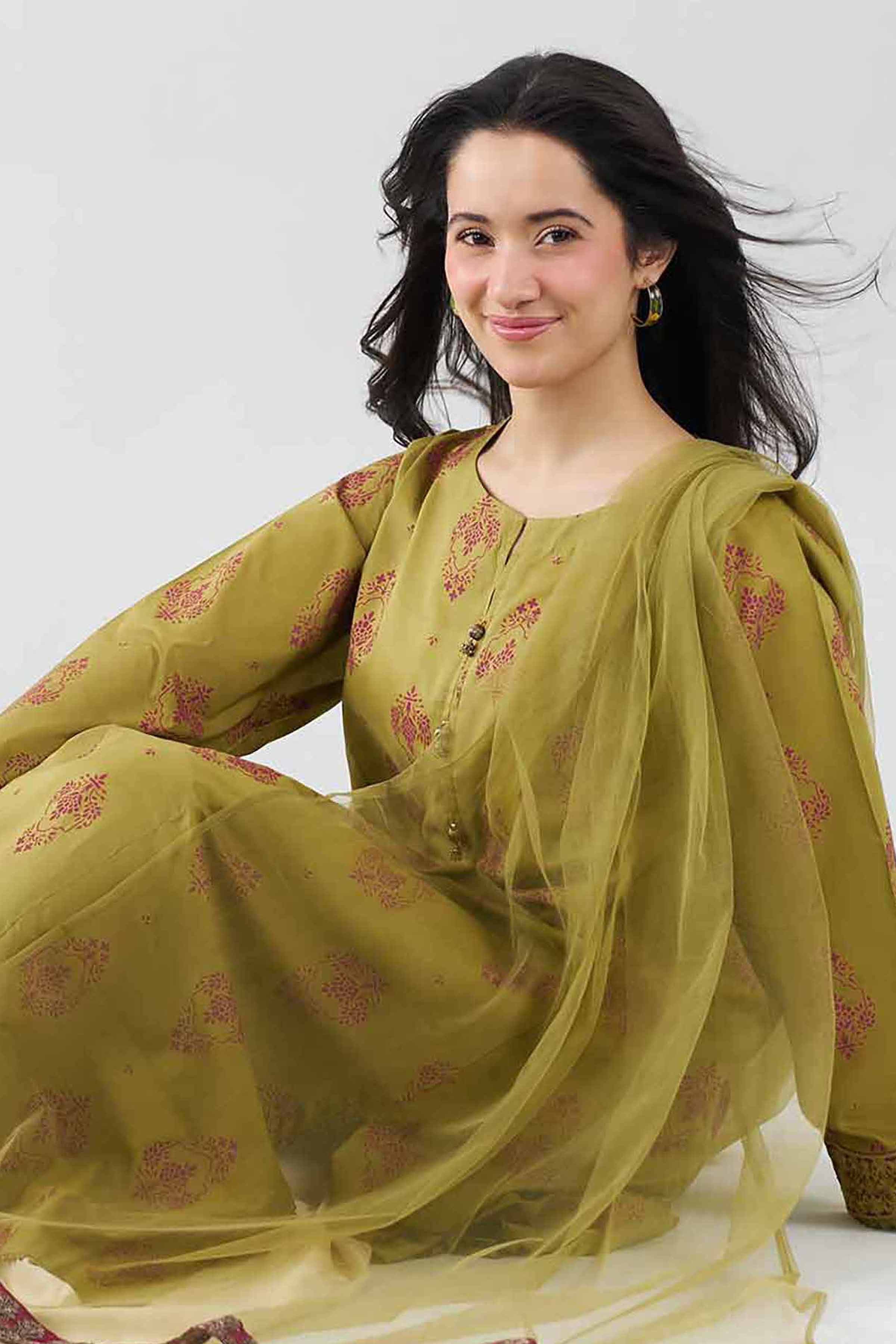 Nishat UK - Green Embroidered Lawn 2 Pieces ready to wear Dress