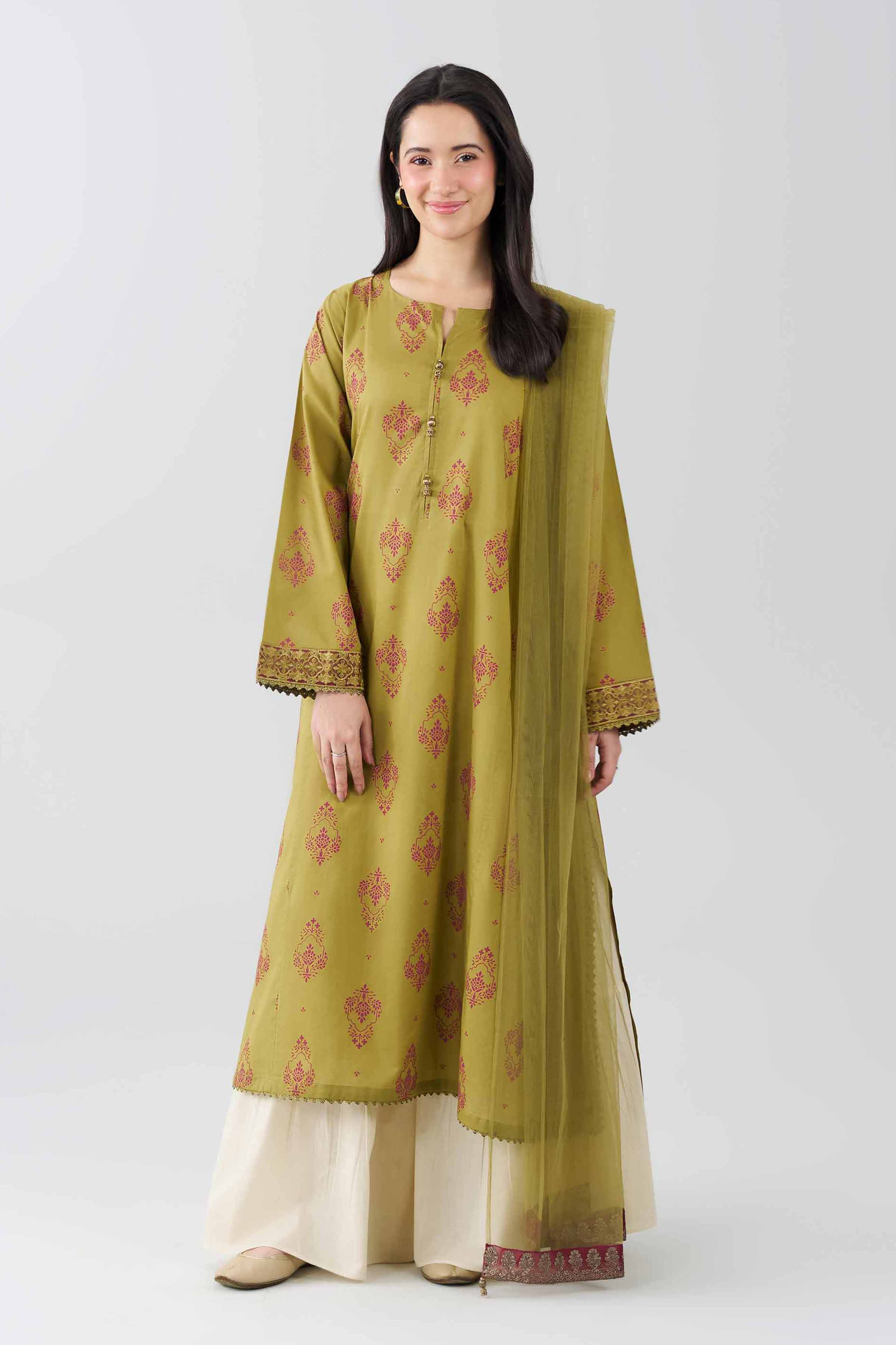 Nishat UK - Green Embroidered Lawn 2 Pieces ready to wear Dress
