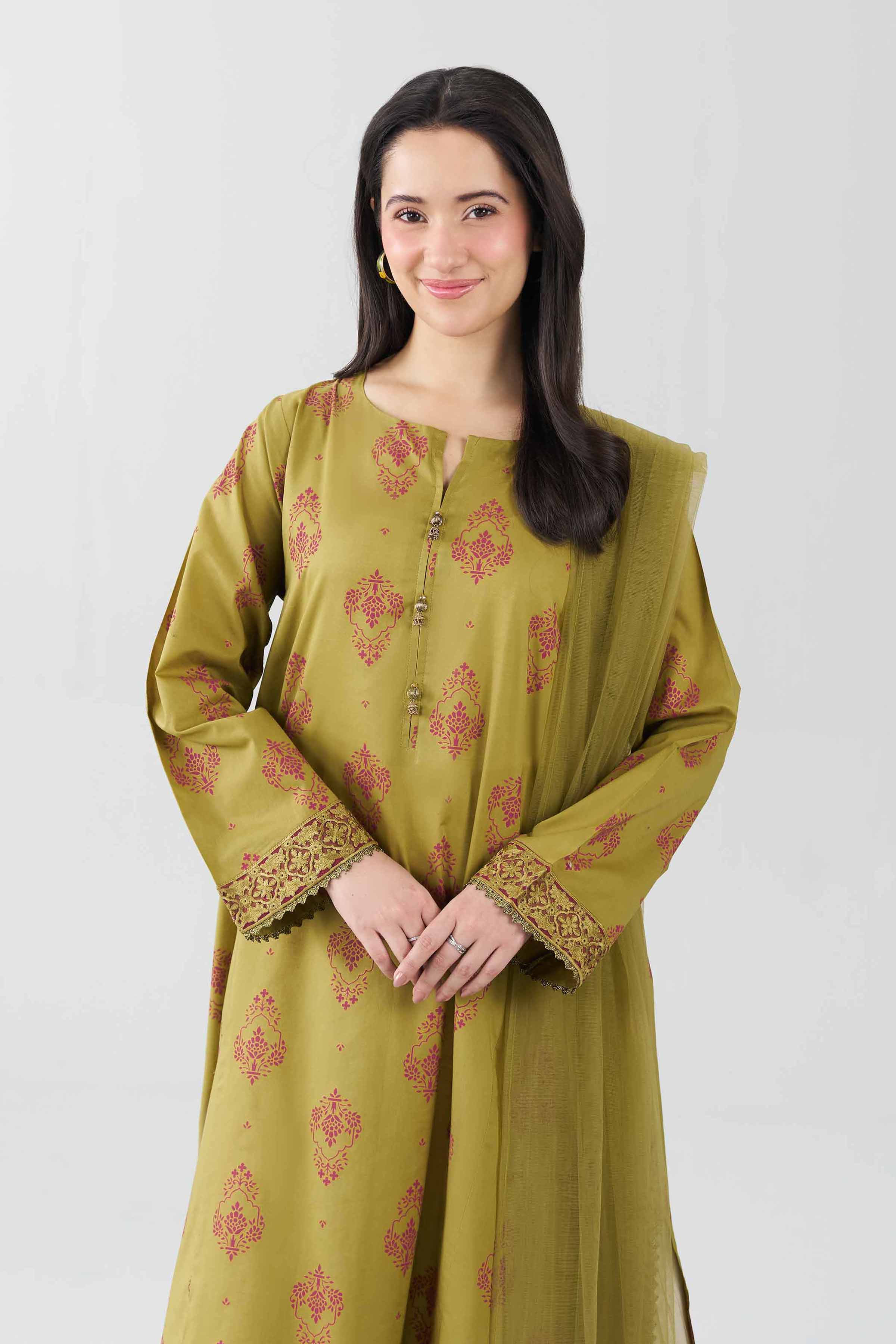 Nishat UK - Green Embroidered Lawn 2 Pieces ready to wear Dress