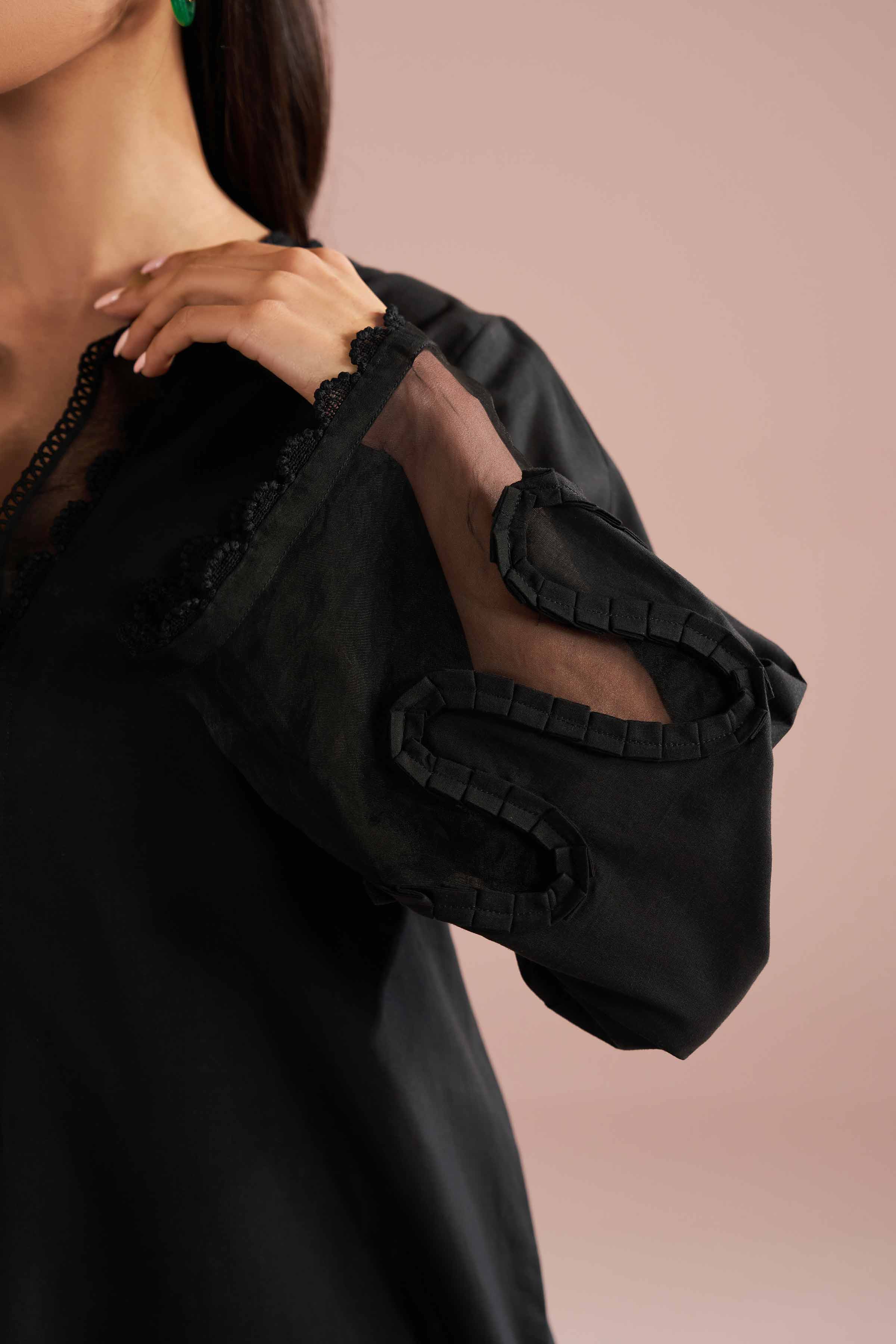 NishatUK - Black Solids Cambric 2-piece ready to wear Dress