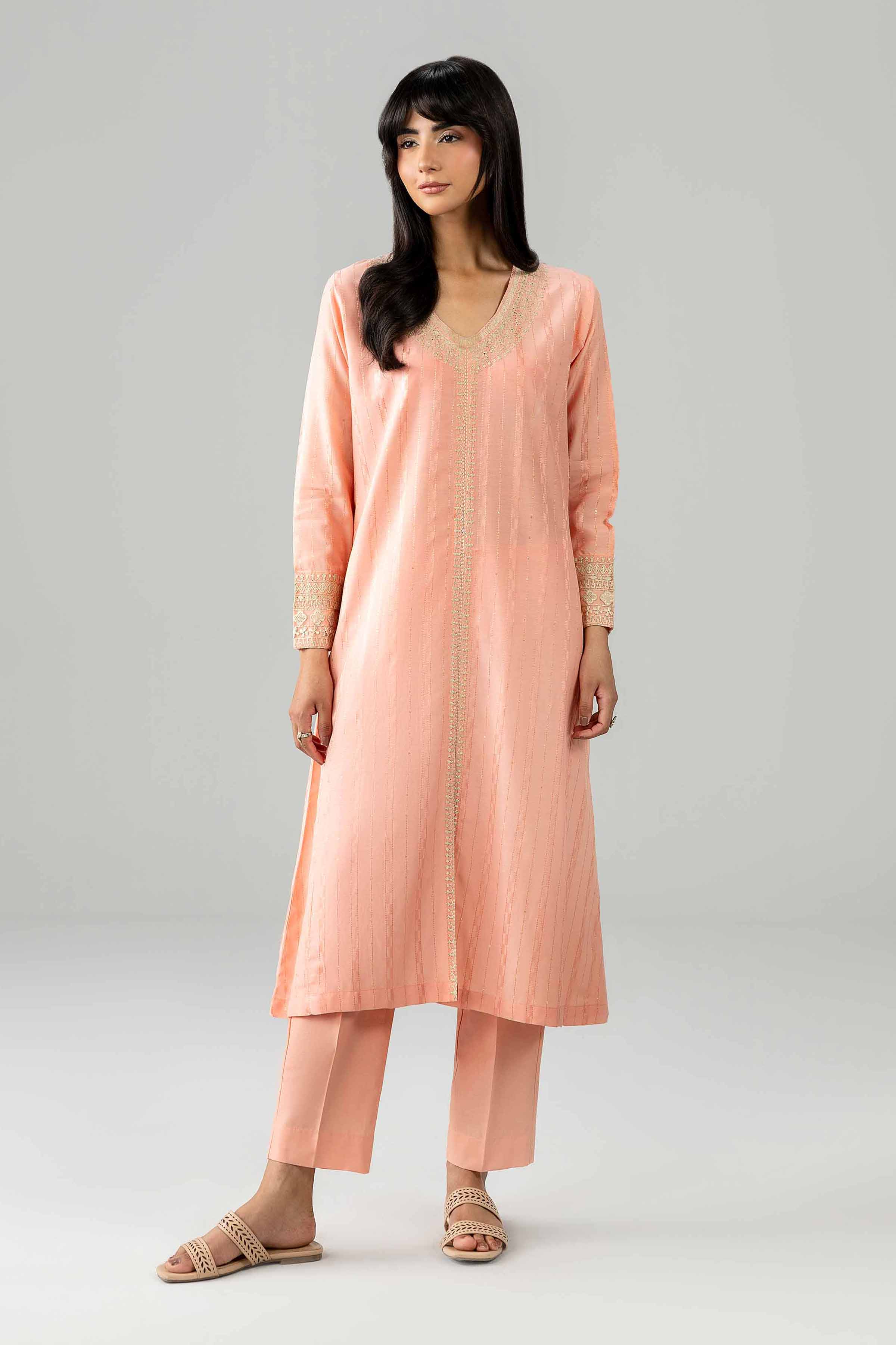 Nishat UK - Orange Embroidered Lawn 2-piece ready to wear Dress
