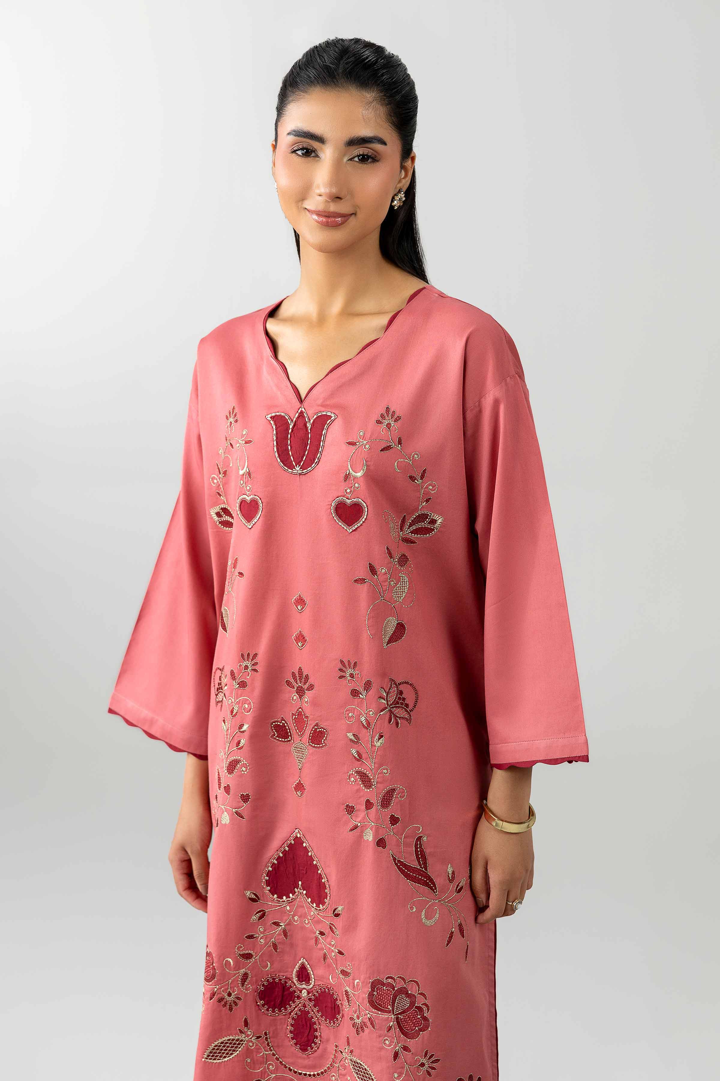Nishat UK - Pink Embroidered Sateen 2 Pieces Ready To Wear Dress