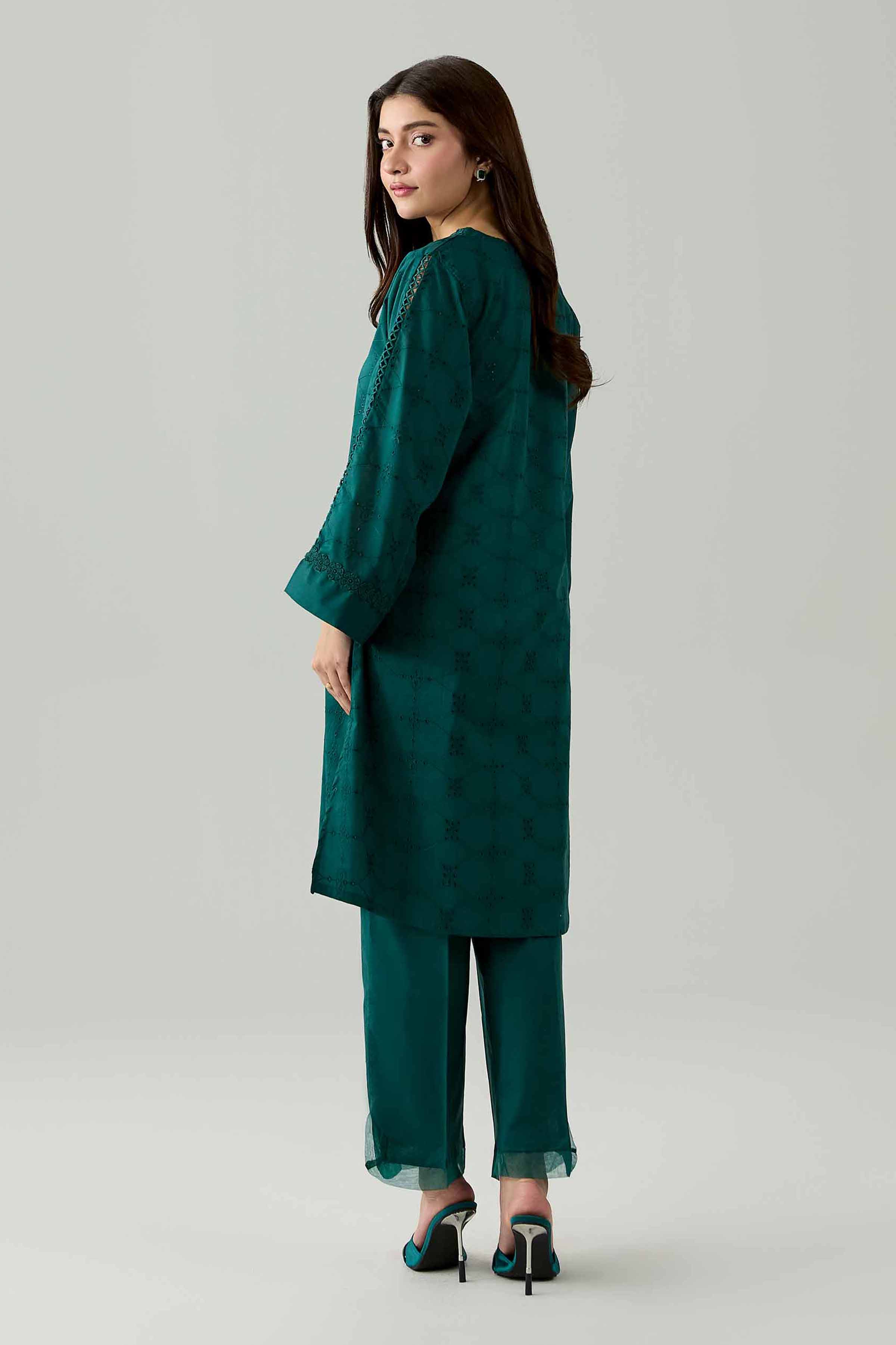 Nishat UK - Green Embroidered Chicken Kari 2 Piece ready to wear Dress